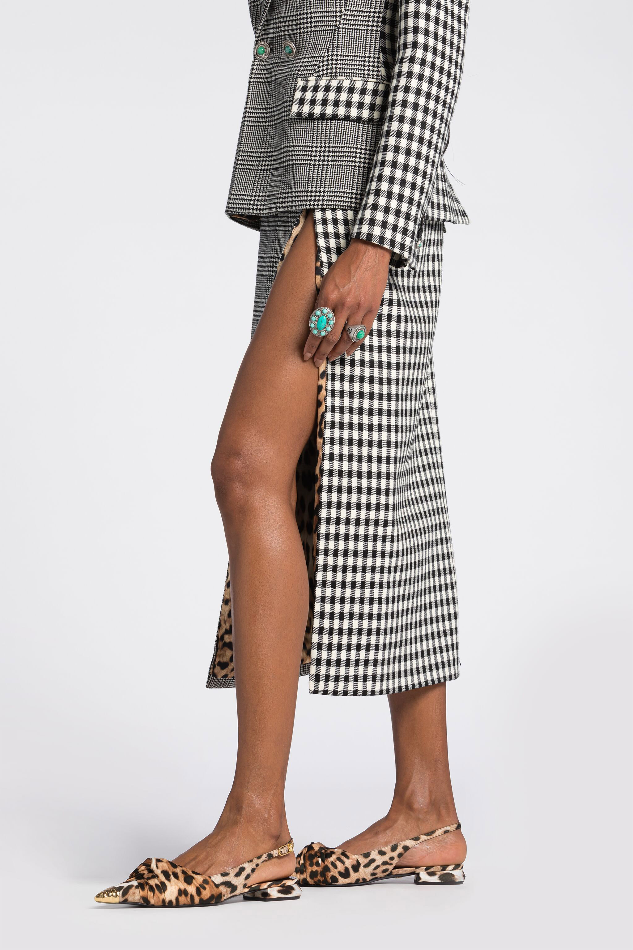 Shop Roberto Cavalli Maxirock Mit Karierten Einsätzen In Black/white