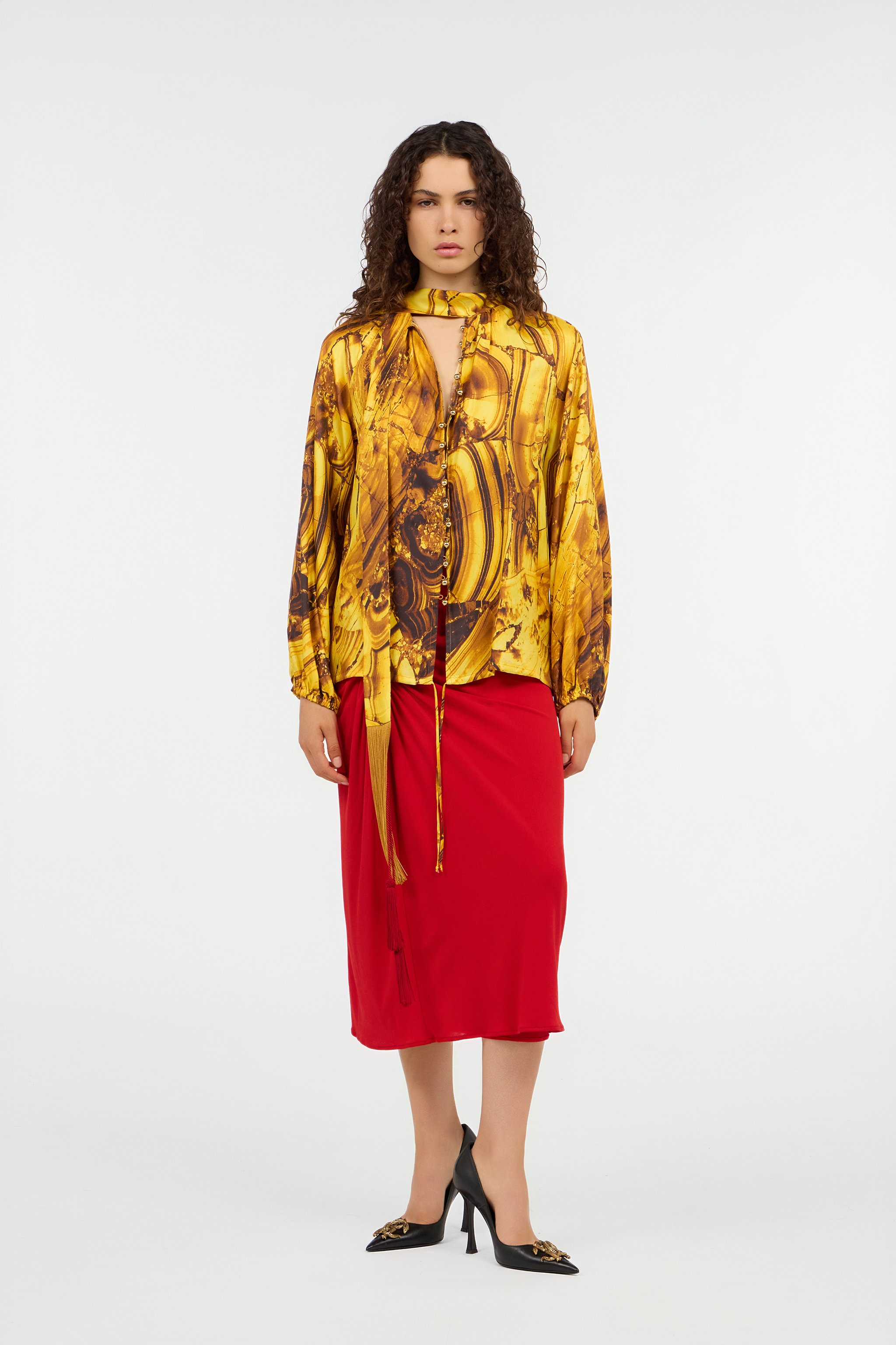Tigereye Print Silk Shirt