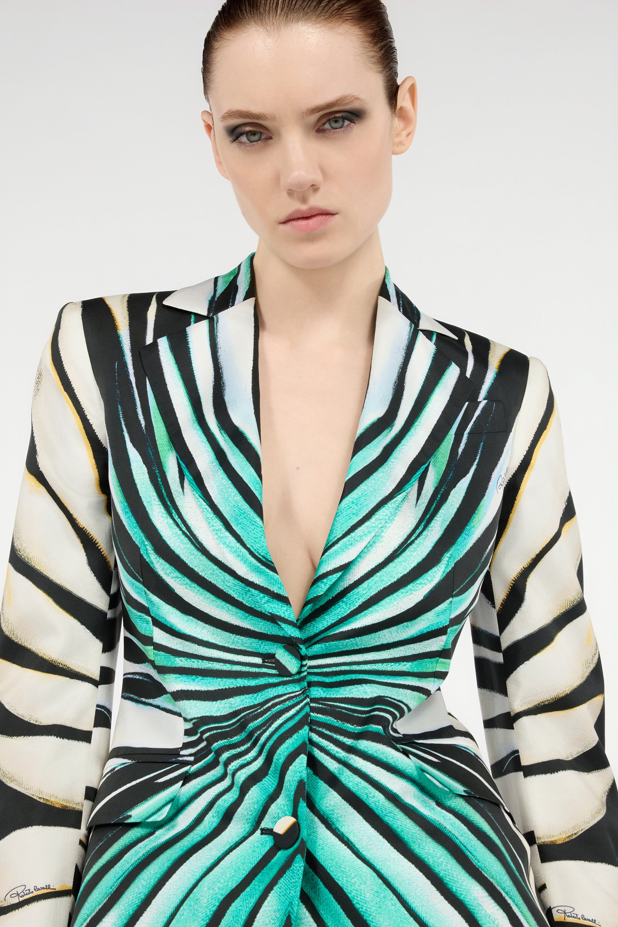 Shop Roberto Cavalli Seidenjacke Mit Ray Of Sea Print