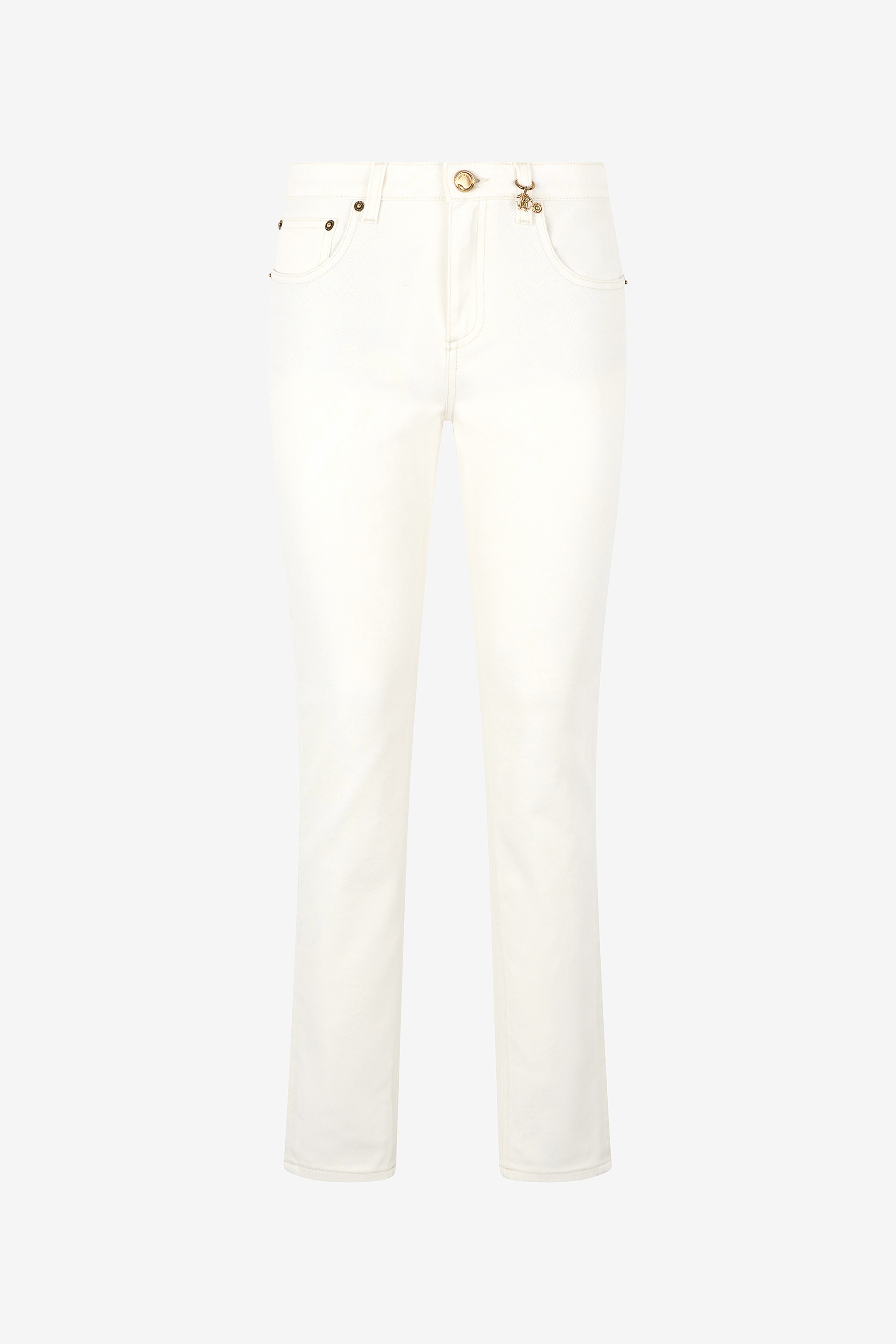 Roberto Cavalli Python-print Pants With Charm In Ivory