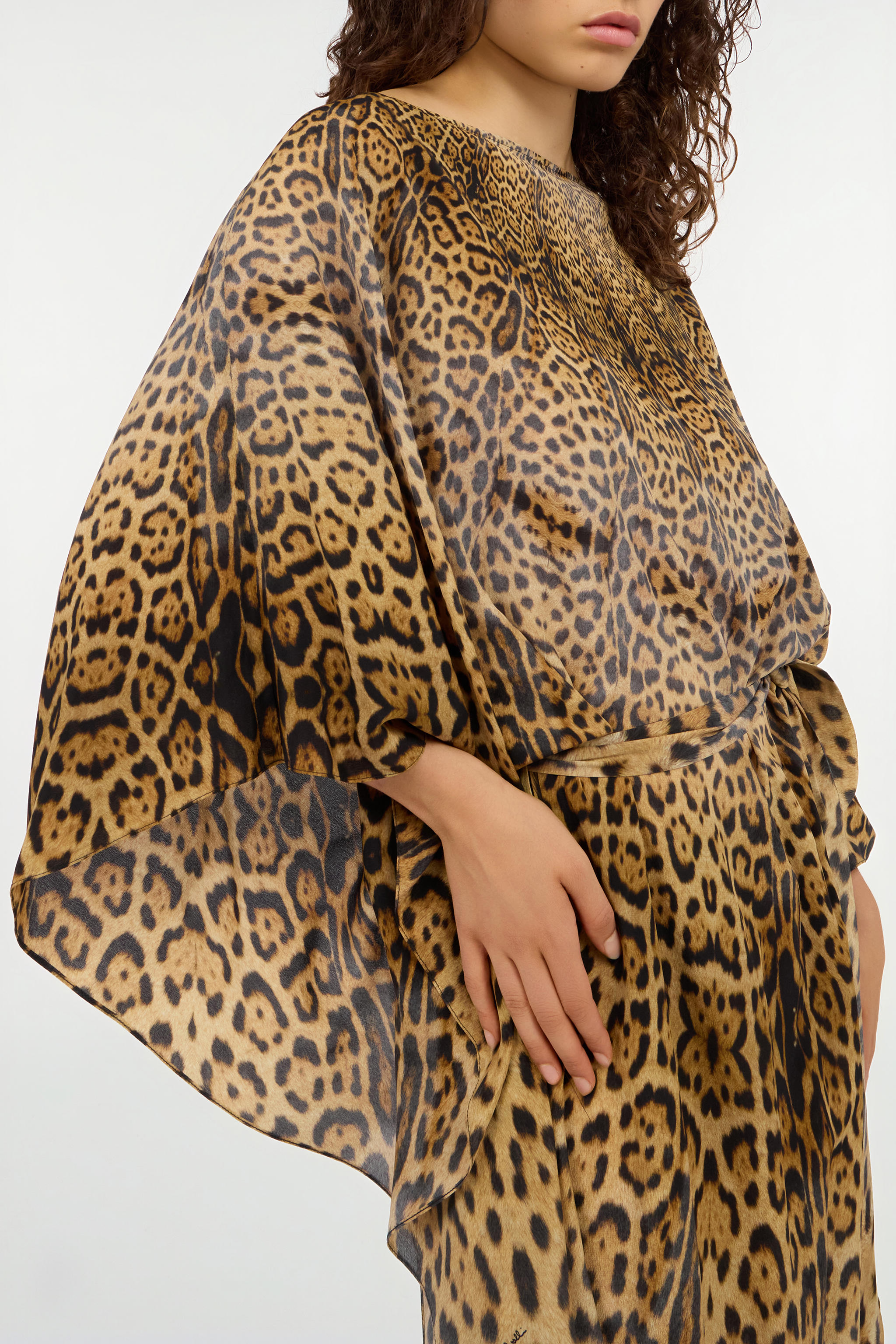 Long silk dress with Jaguar Skin print