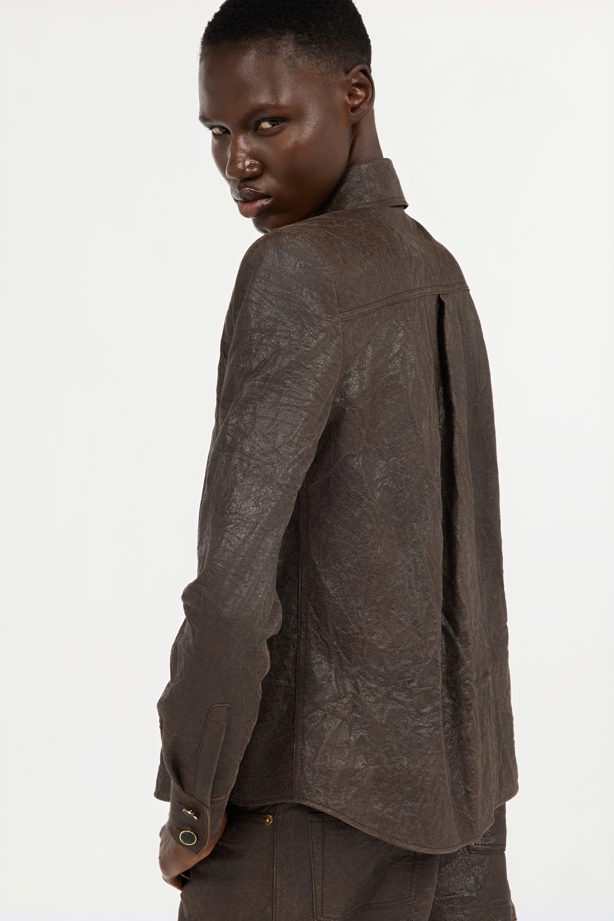 Dark Brown Leather Shirt