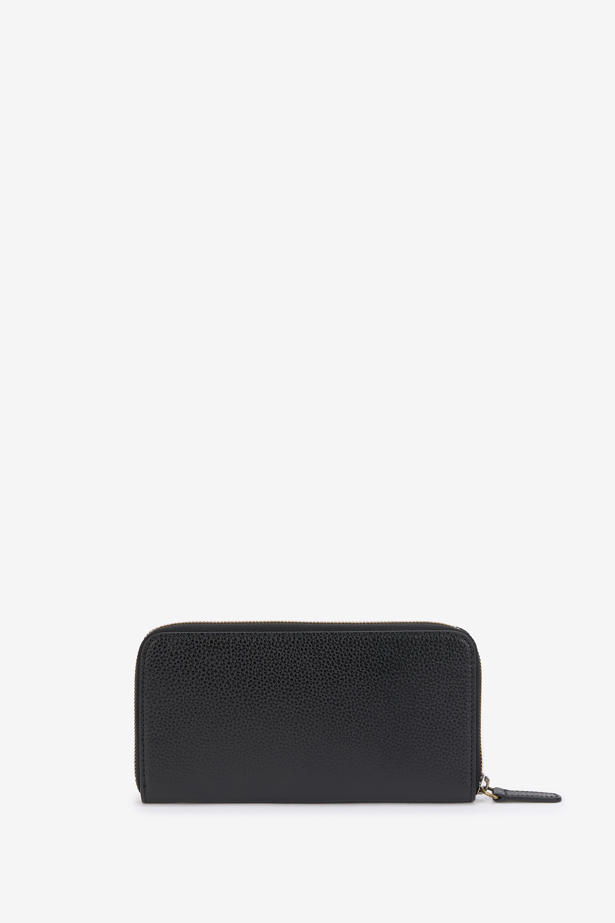 Black Zip-Around Wallet With Mirror Snake Monogram