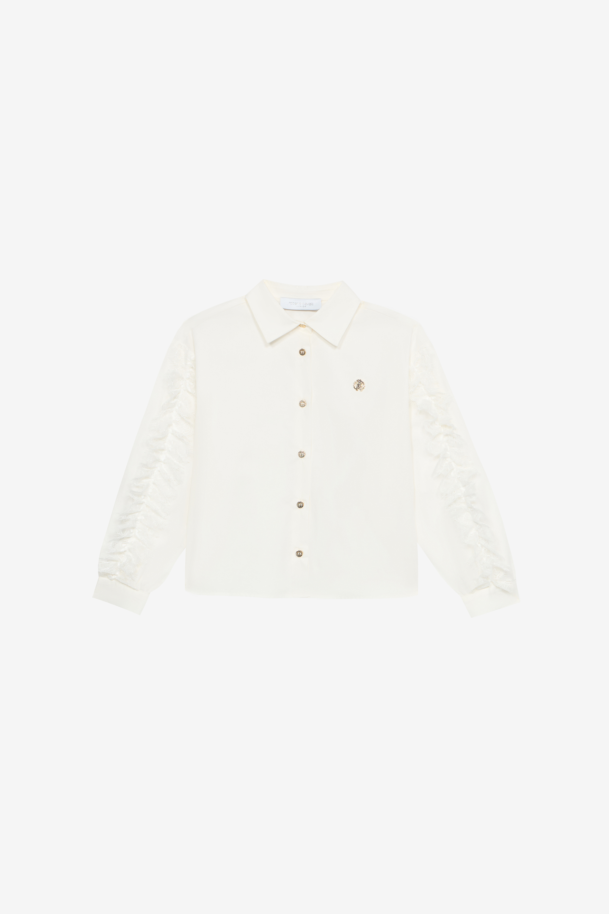 Roberto Cavalli Girls Golden/White Shirt With Rc Monogram - S (4-16Y)