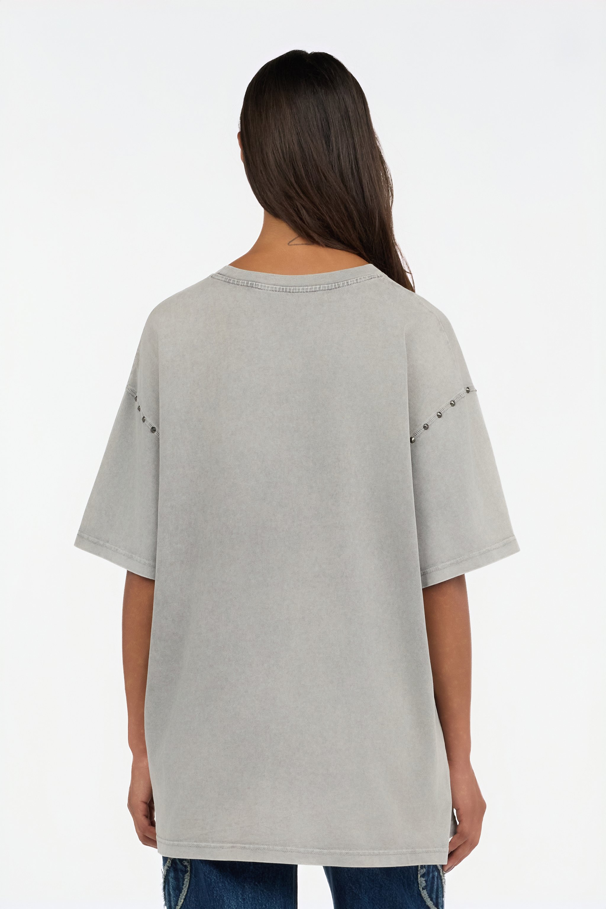 Roberto Cavalli Grey T-shirt With Eagle Print And Studs In Gray