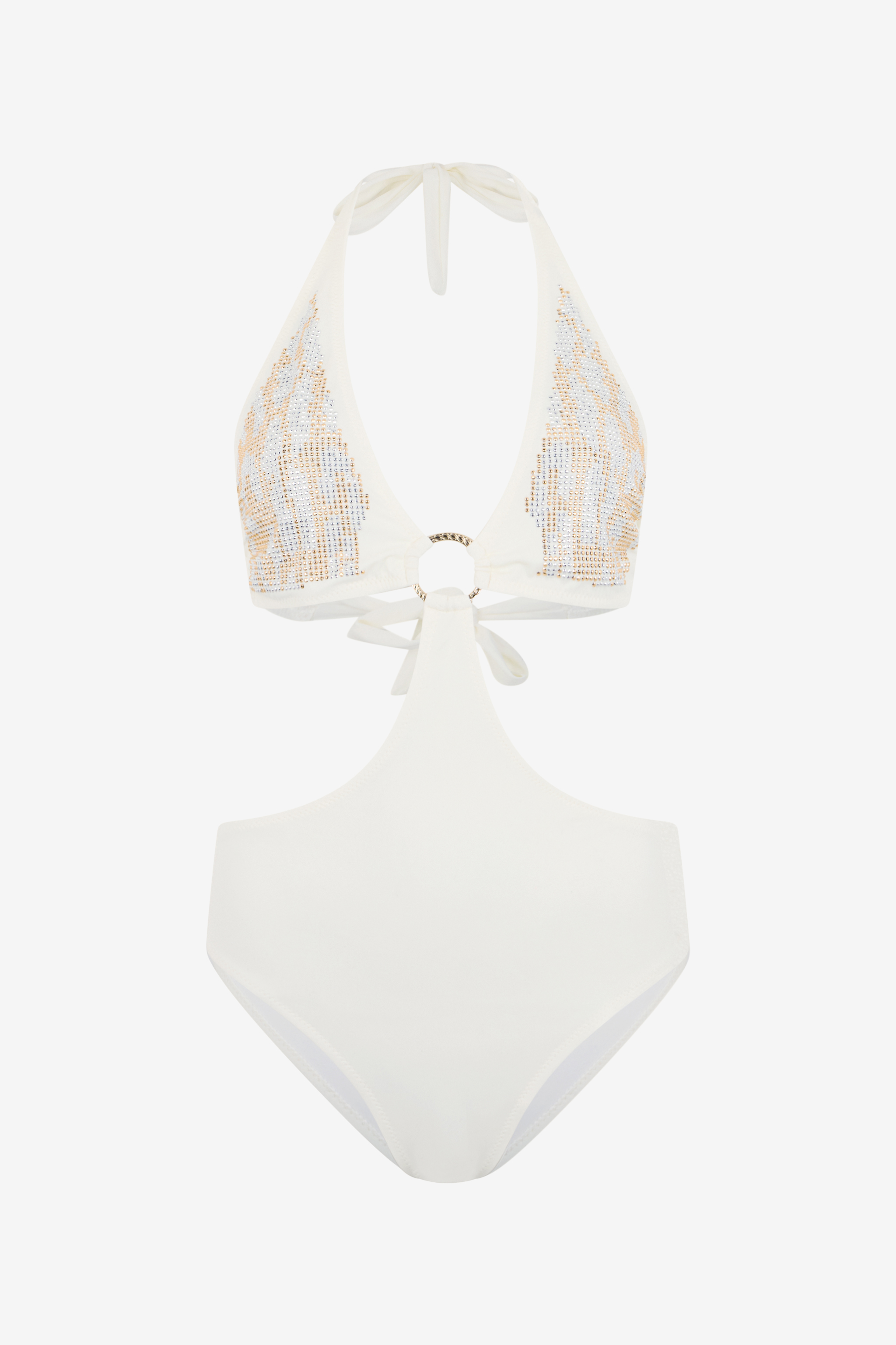Roberto Cavalli Women's Ivory One-Piece With Luminous Jaguar Motif - Ready To Wear