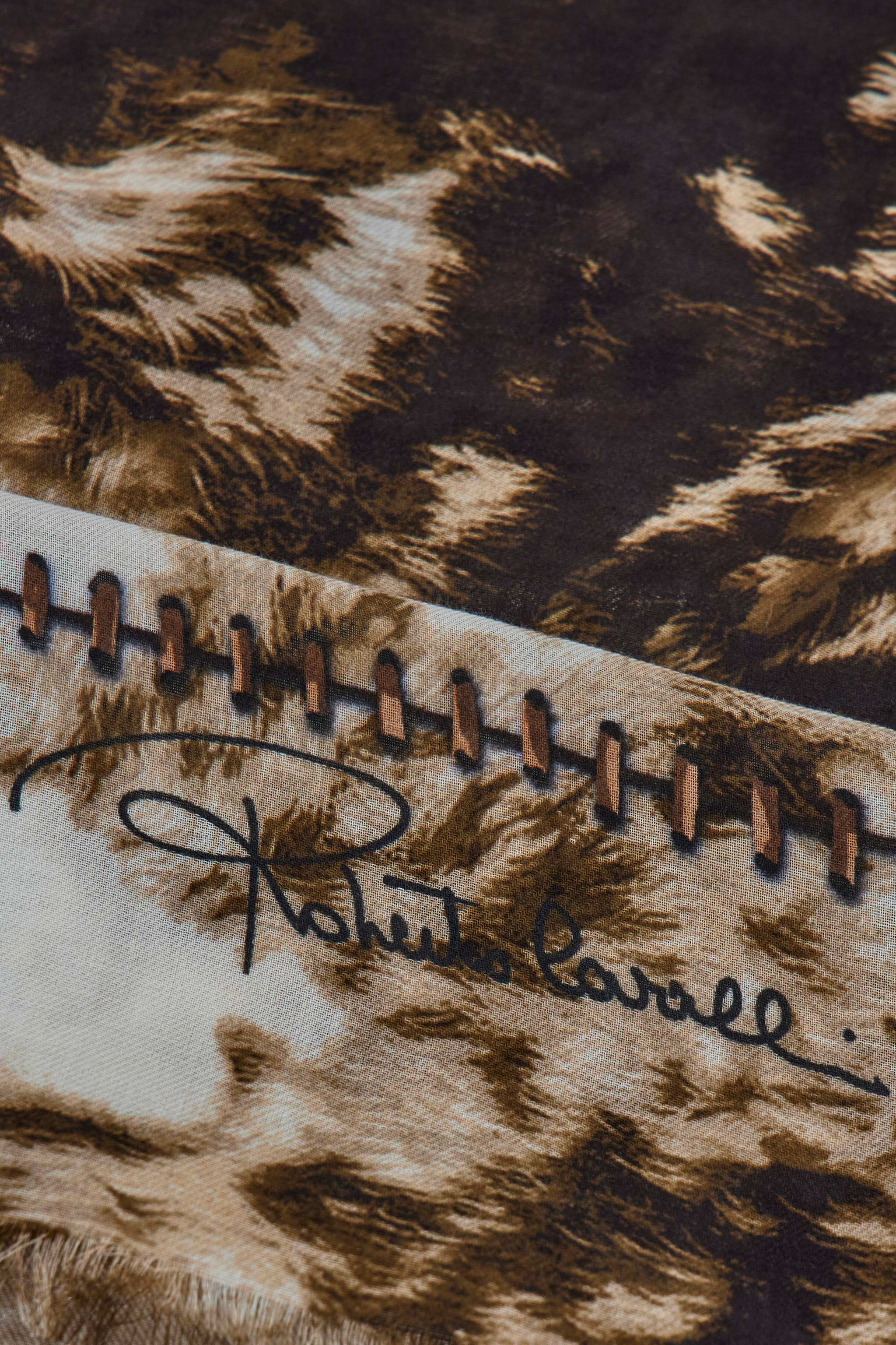 Shop Roberto Cavalli Shawl With Appaloosa Print In Brown-white