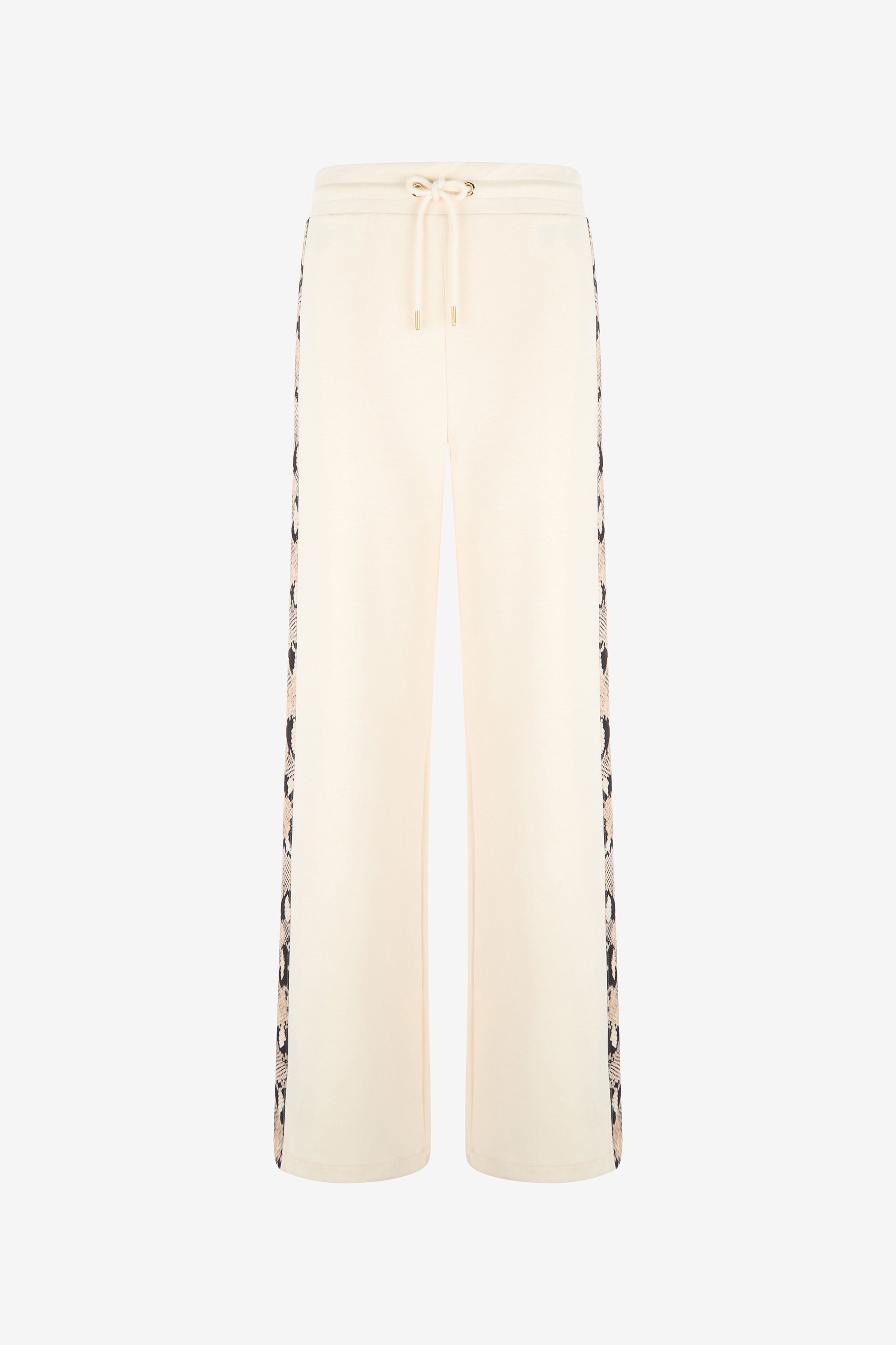 Roberto Cavalli Trousers With Snake Bands In Ivory