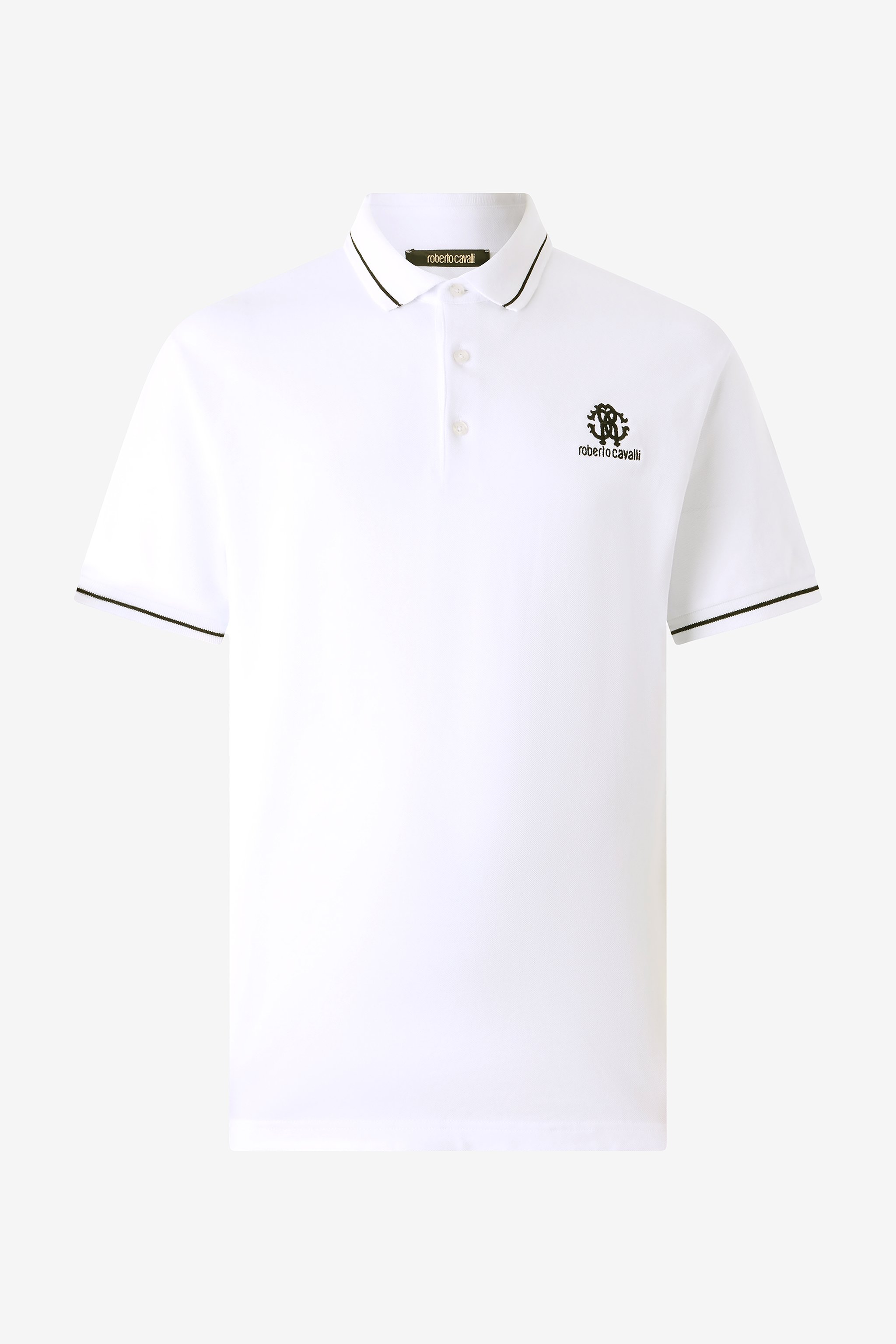 Roberto Cavalli Polo Shirt With Monogram Rc And Logo In White