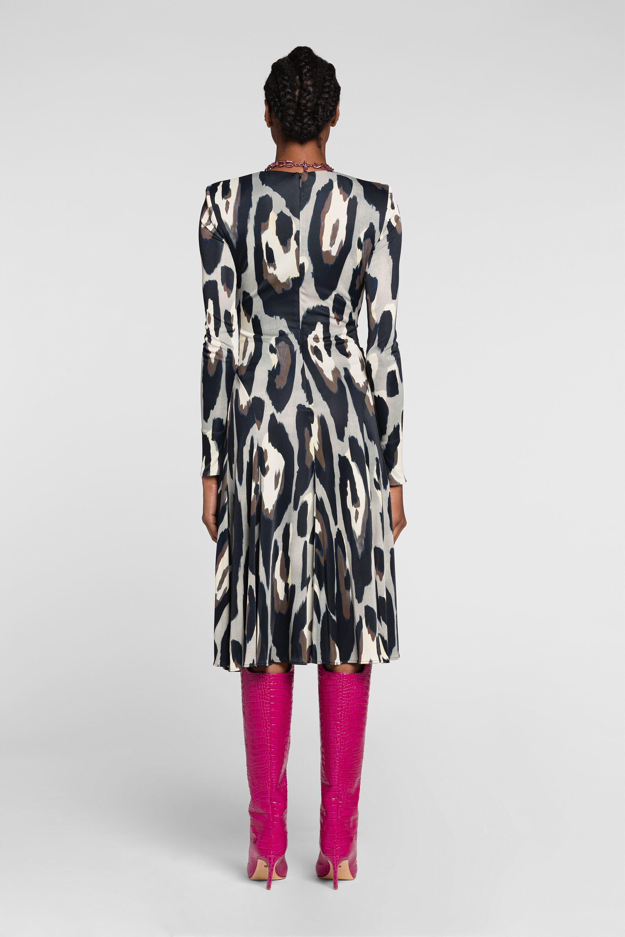 Shop Roberto Cavalli Kleid Mit Jaguar-print In Gray