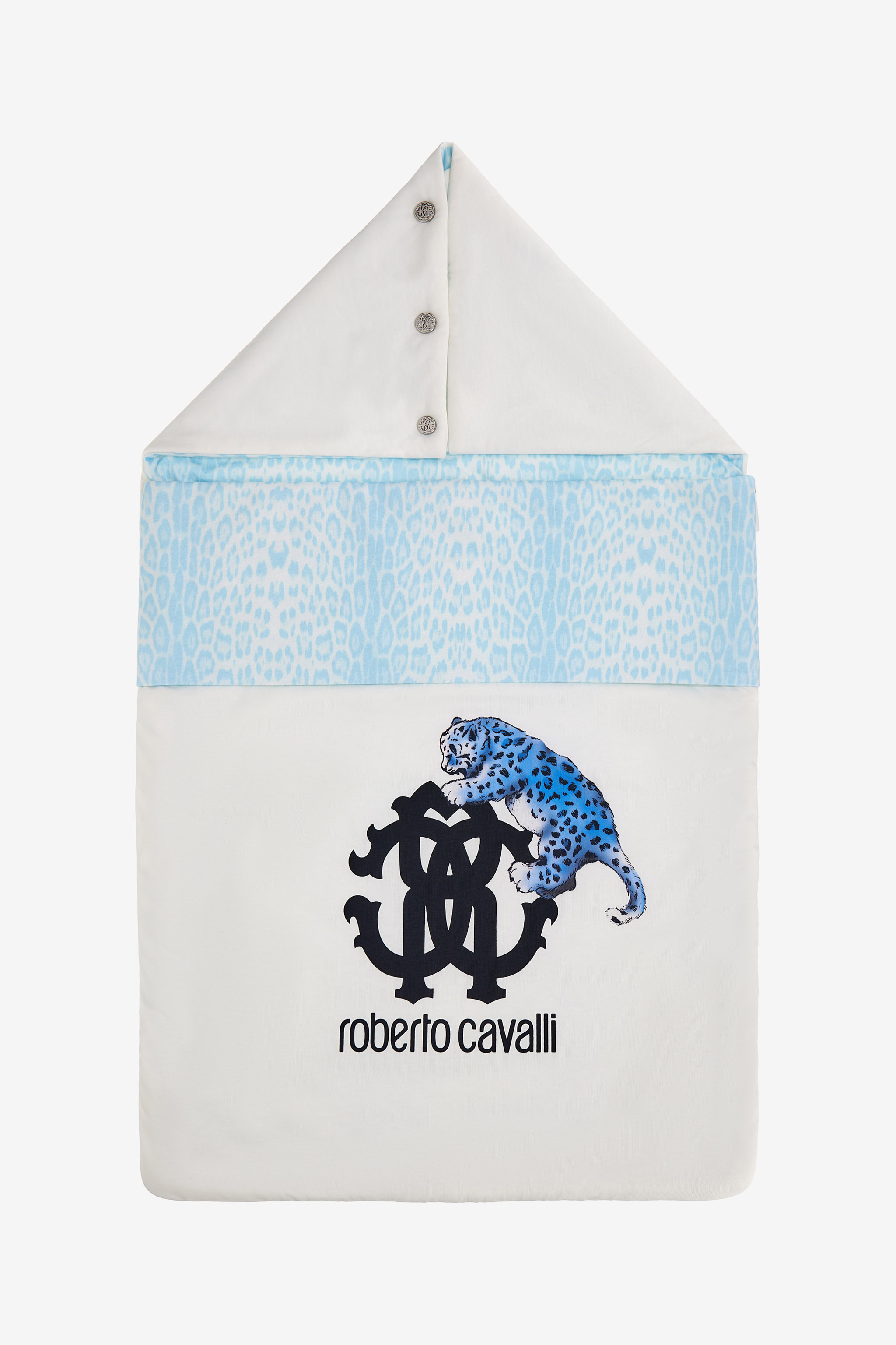  Roberto Cavalli Sleeping Bag With Jaguar Skin Print And Blue Leopard -  Ready To Wear Baby Blue Unica 