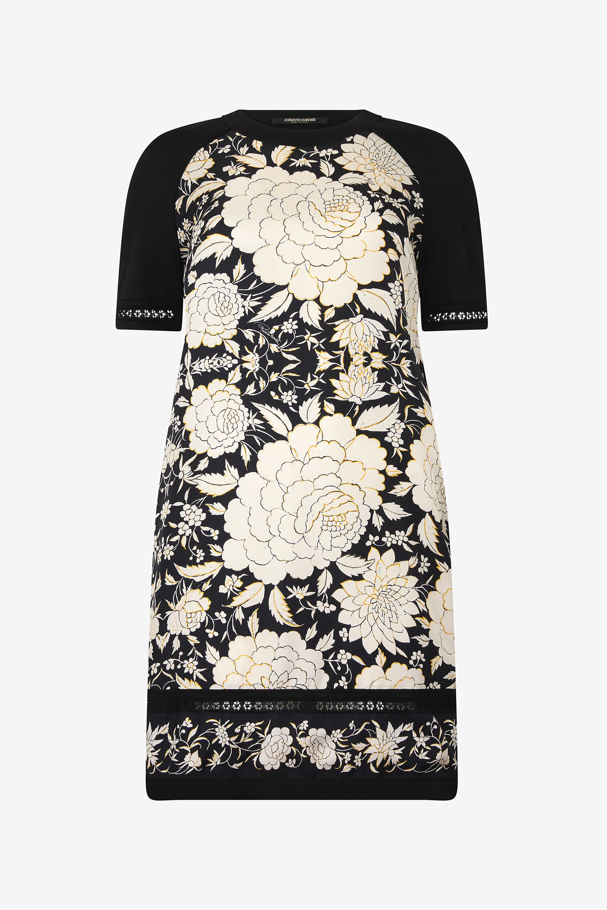 Roberto Cavalli Mini Dress With Floral Print - Female - Short Dresses - Black - M - Dresses - Image 2