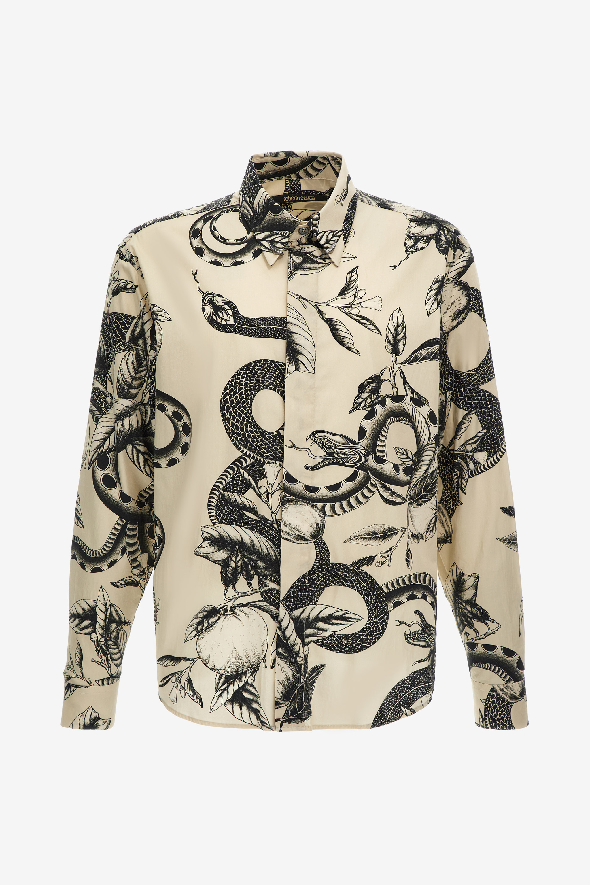 Shop Roberto Cavalli Snake Print Shirt In Ivory