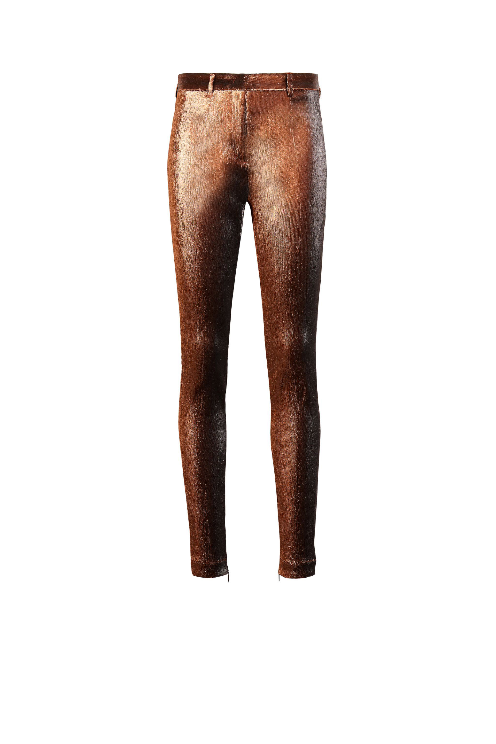 Roberto Cavalli Women's Dark/Red Metallic Stretch Lurex Solid Trousers - Ready To Wear