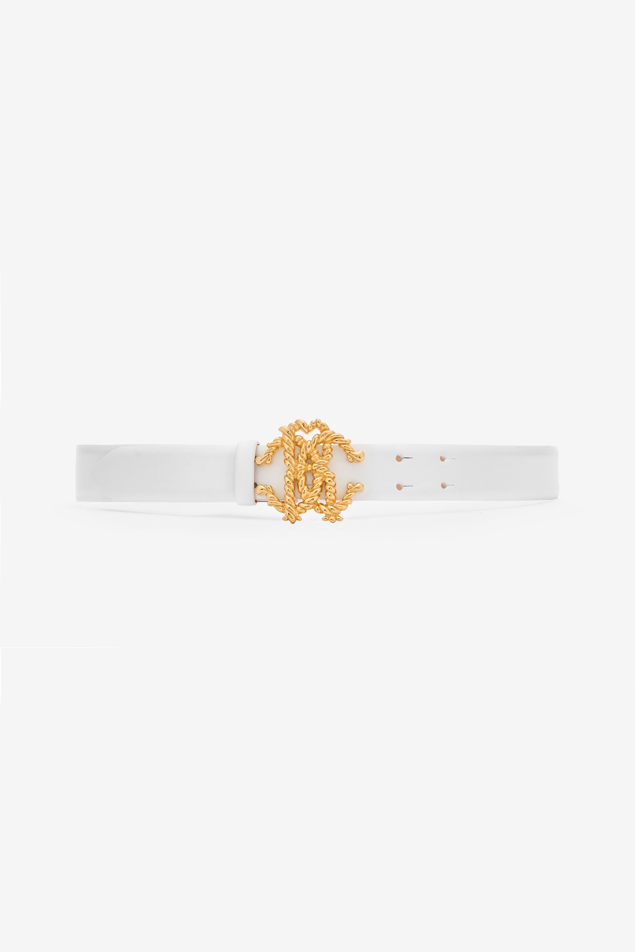 Shop Roberto Cavalli Belt With Sculpture Buckle In White