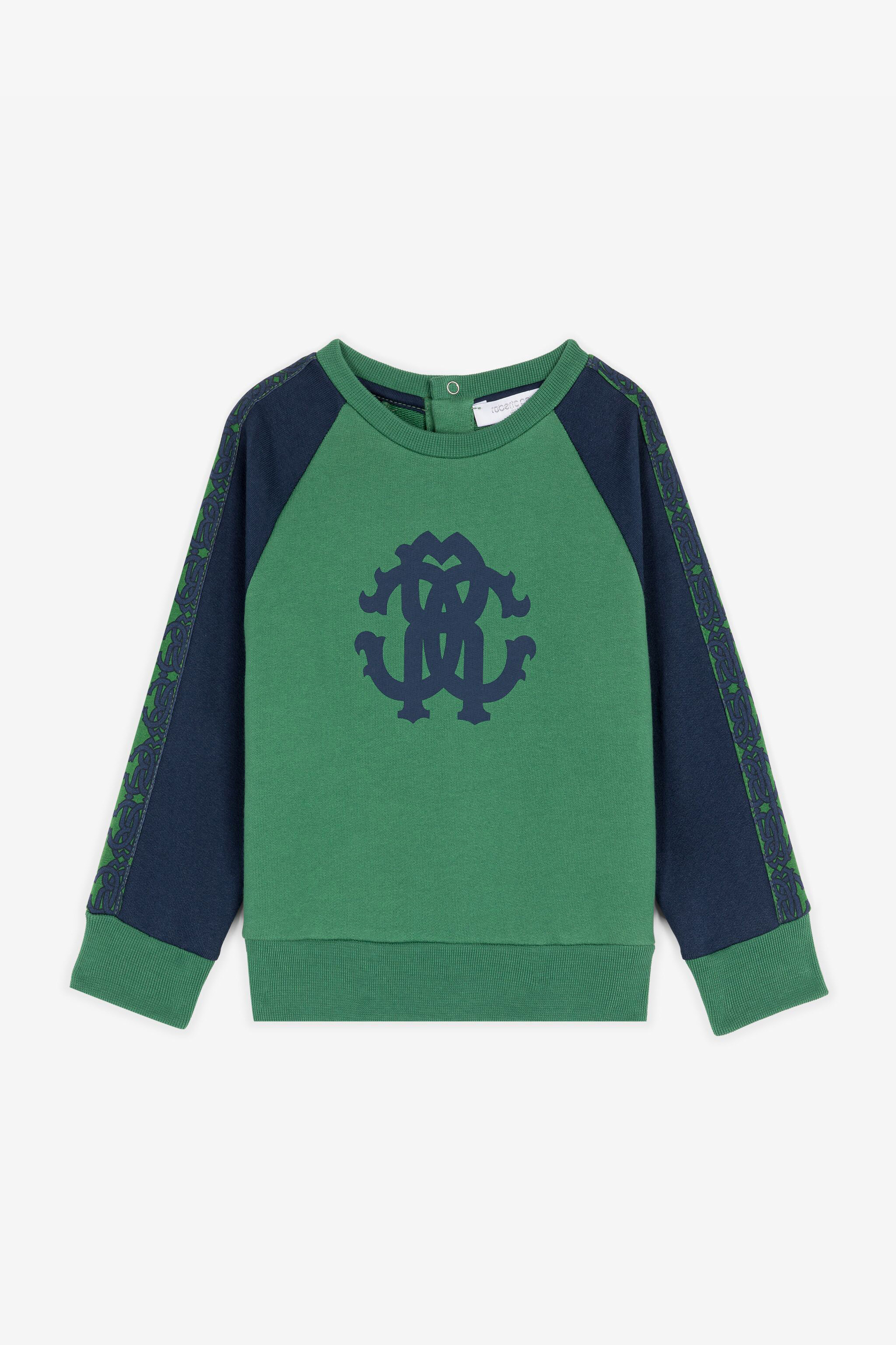 Shop Roberto Cavalli Rc Monogram Cotton Sweatshirt In Green