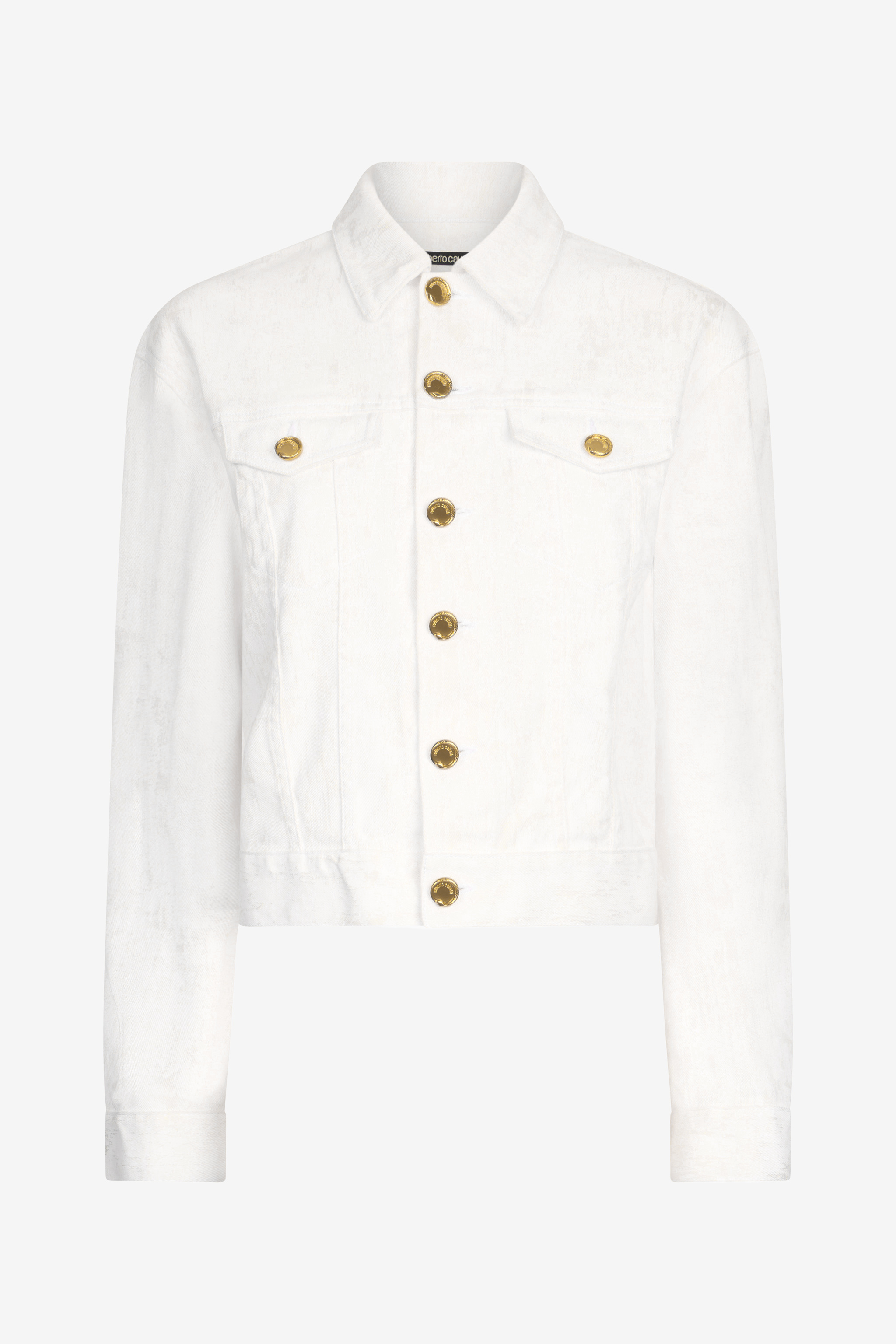 Roberto Cavalli Denim Jacket With Gold Buttons - Female - Denim Jackets - White - Xs - Jackets - Image 2