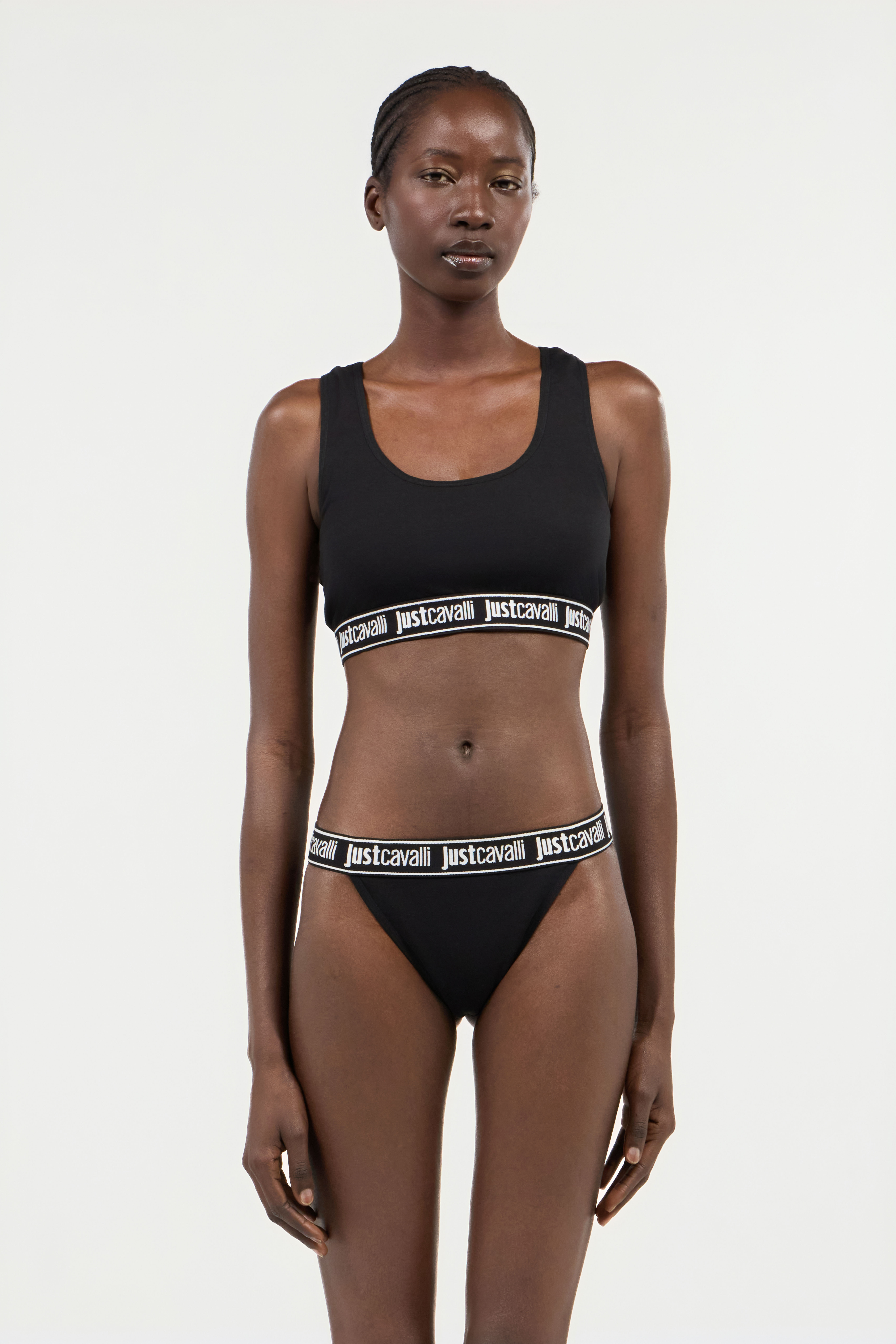 Roberto Cavalli Black Bra With Logo Band In Black