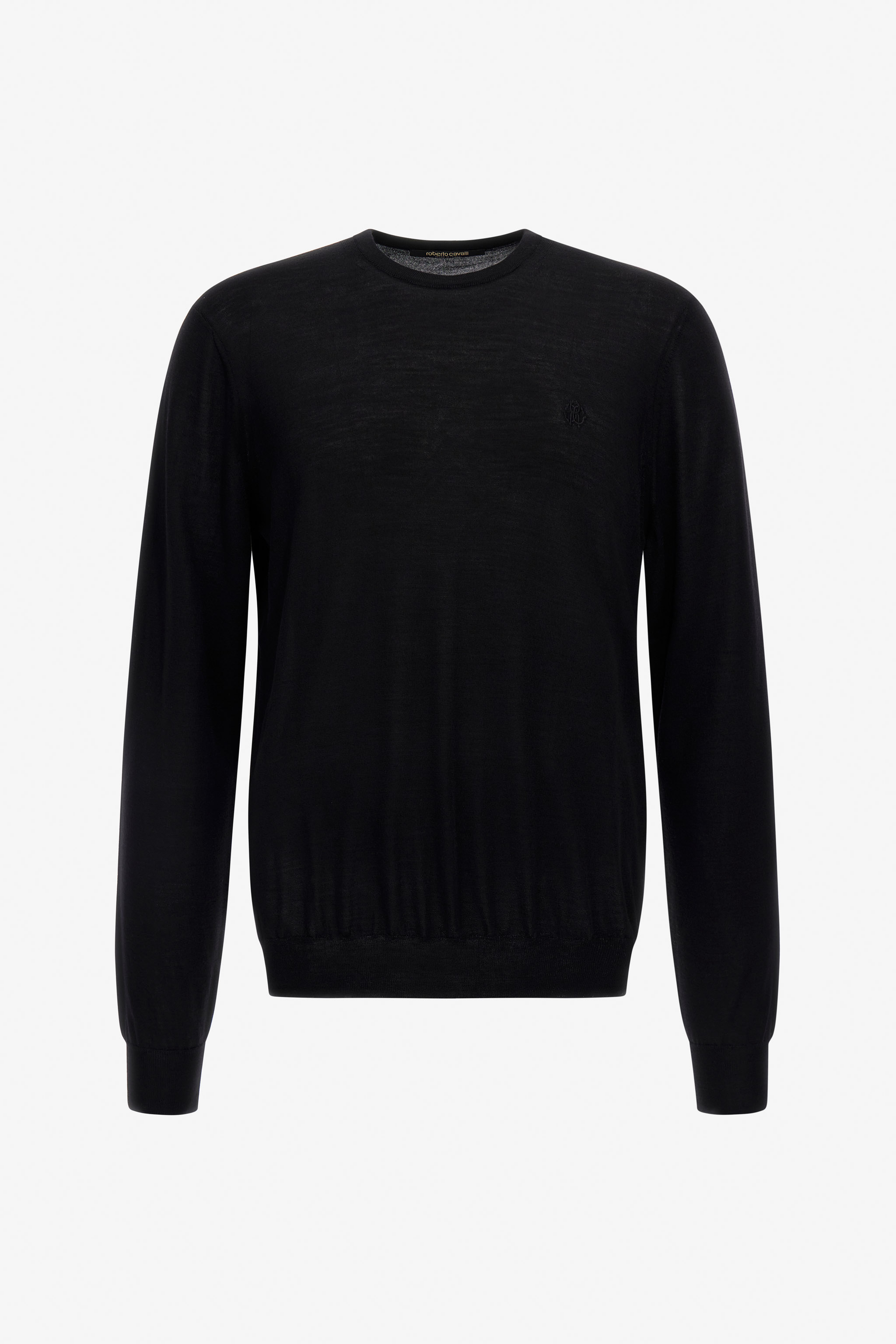 Crew Neck Logo Sweater in Black for Men | Roberto Cavalli®