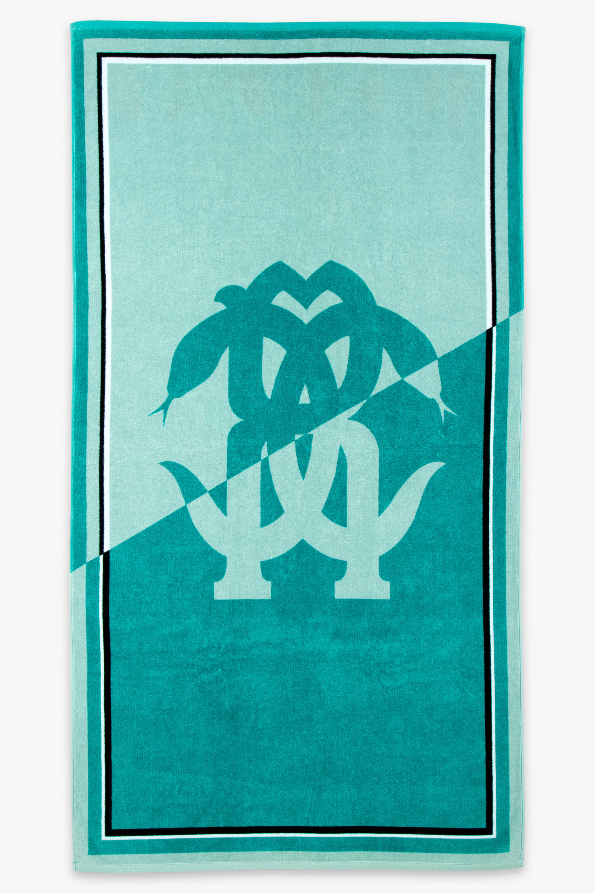 Roberto Cavalli Mirror Snake Print Beach Towel In Green
