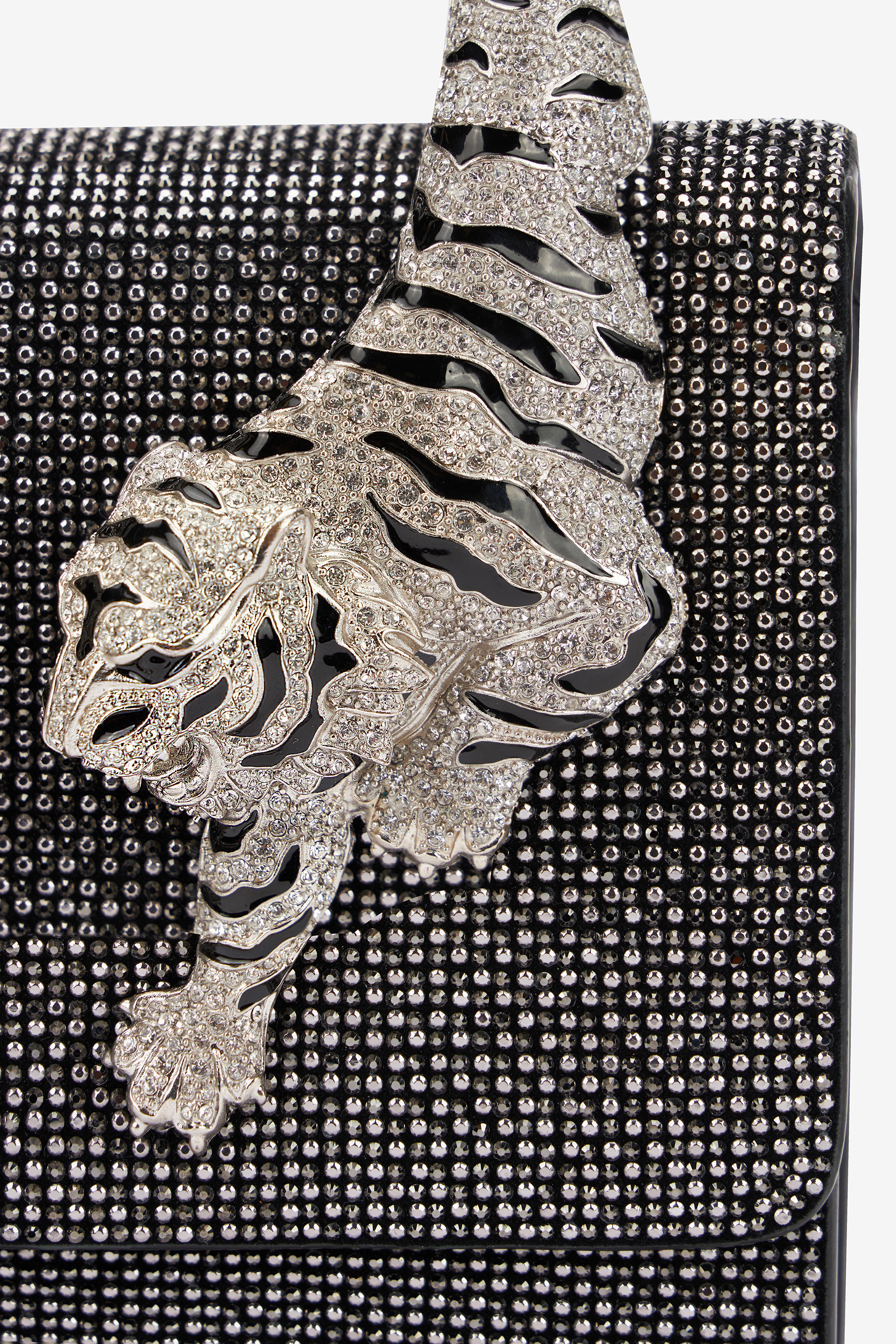 Roberto Cavalli Roar Bag With Rhinestones In Black