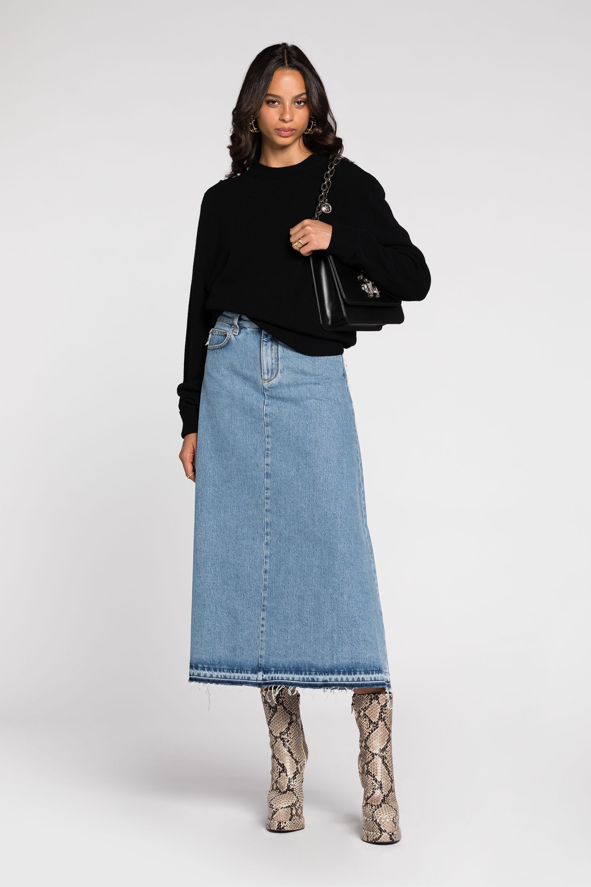 Roberto Cavalli Stud-embellished Crew-neck Jumper In Black