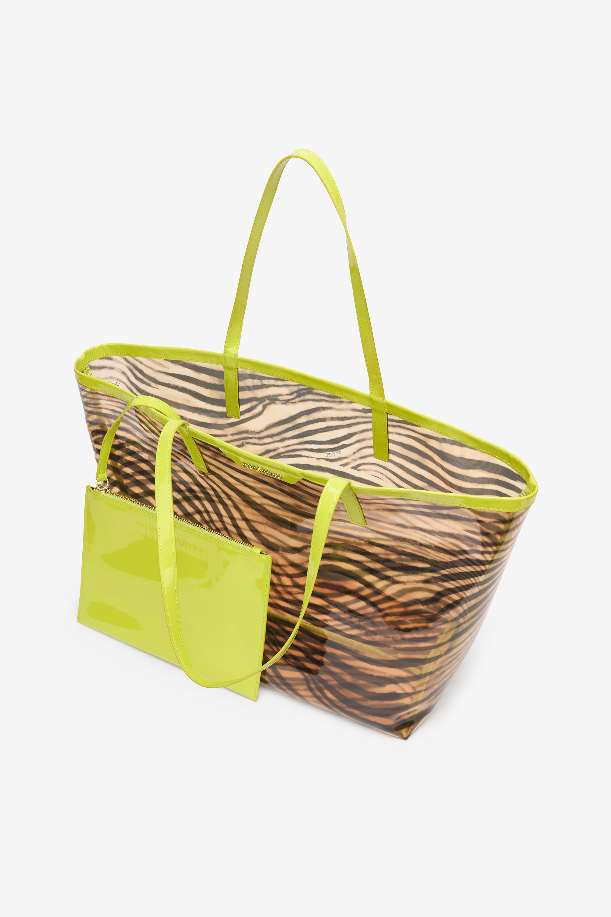 Roberto Cavalli Animal Print Shopper Bag With Pouch In Light Brown