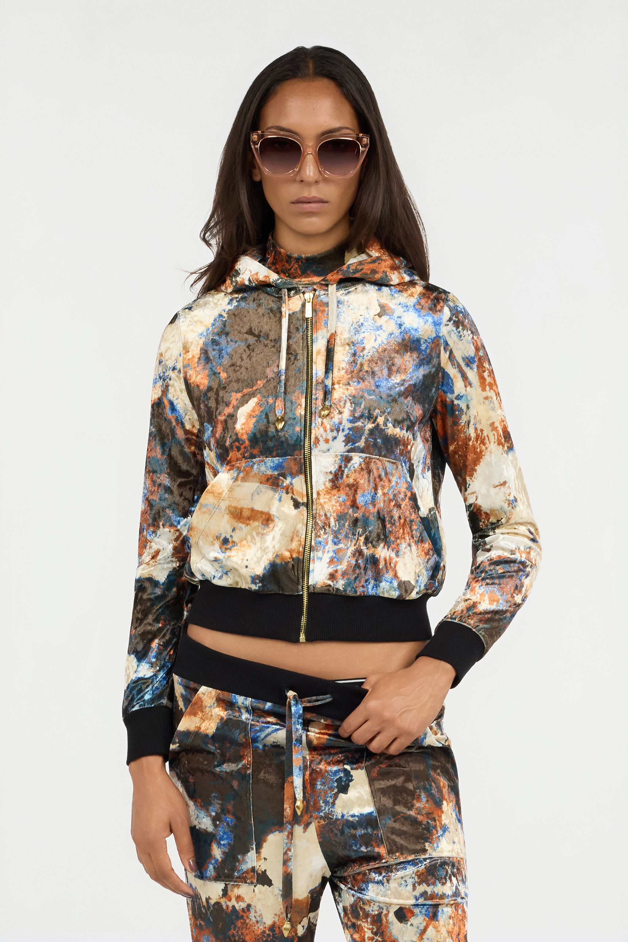 Roberto Cavalli Rusty Stain Print Sweatshirt Hoodie In Multi