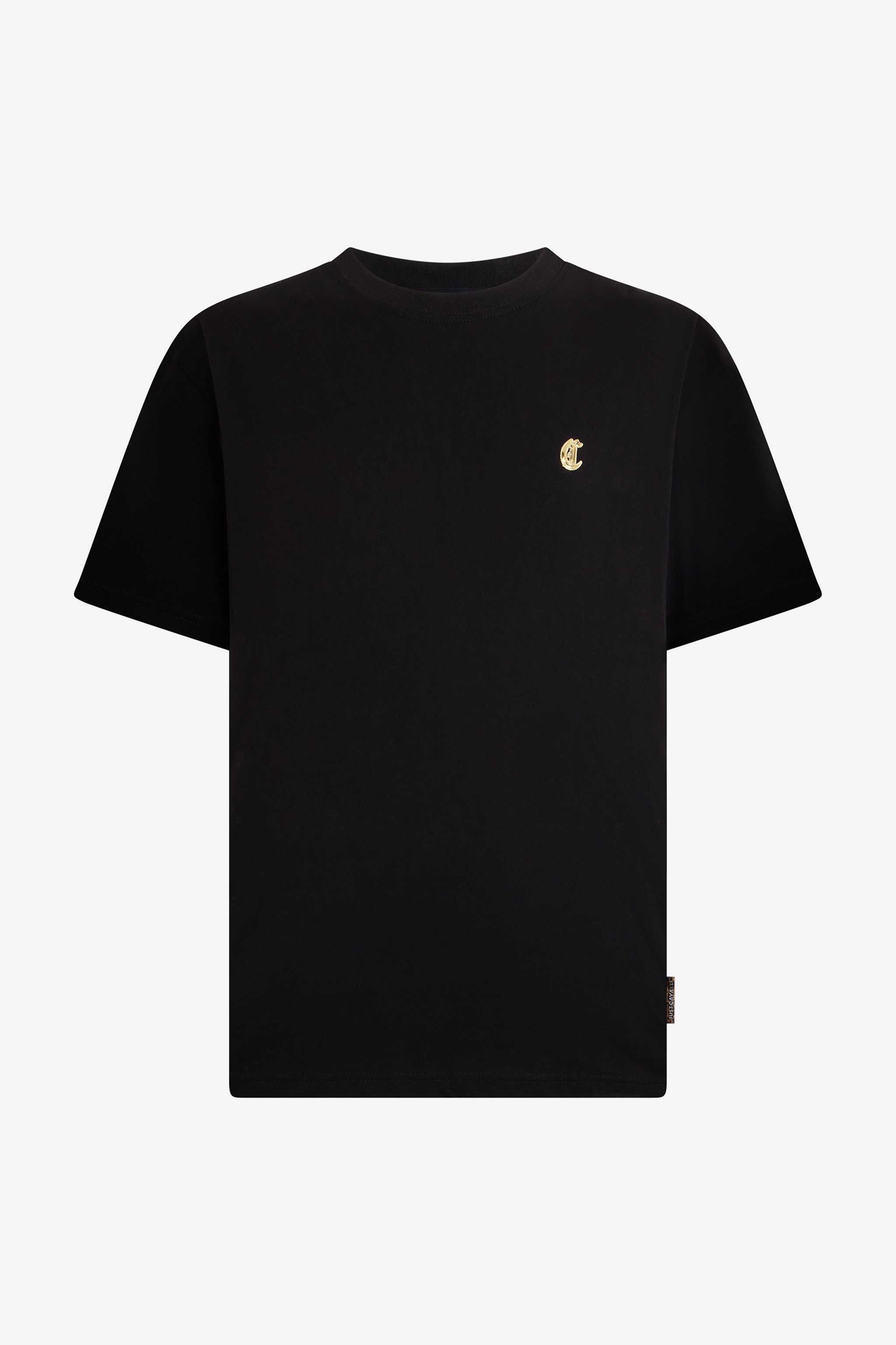 Black Cotton T-Shirt with JC Monogram