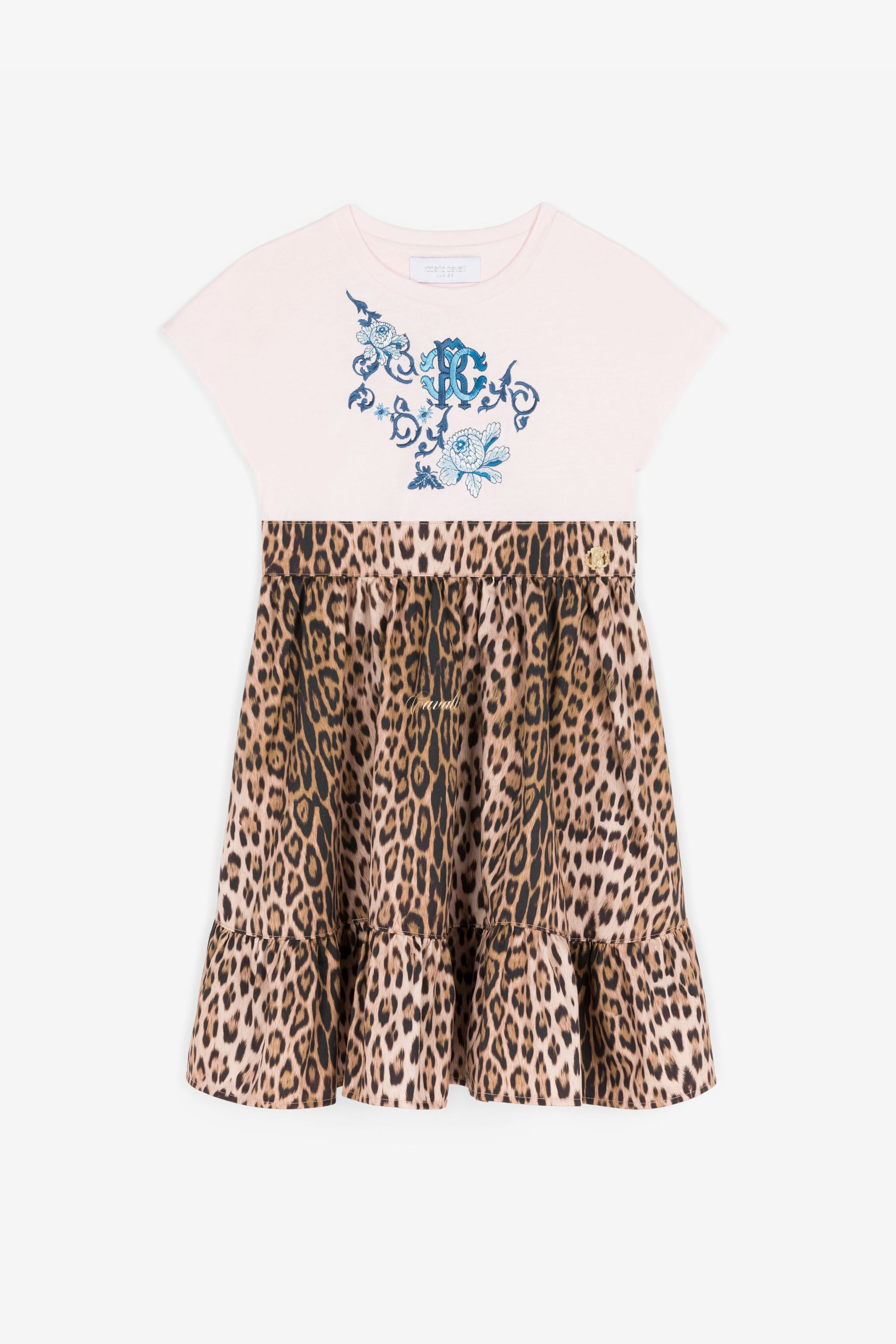 Roberto Cavalli Rc Monogram Leopard-print Cotton Dress