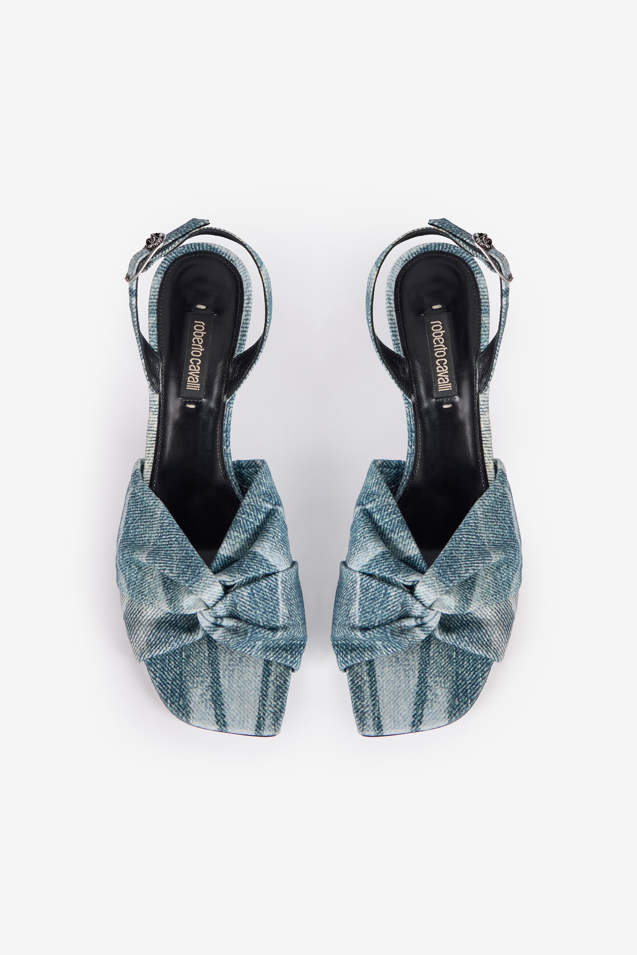 ROBERTO CAVALLI SLINGBACK-SANDALEN MIT DENIMEFFEKT 