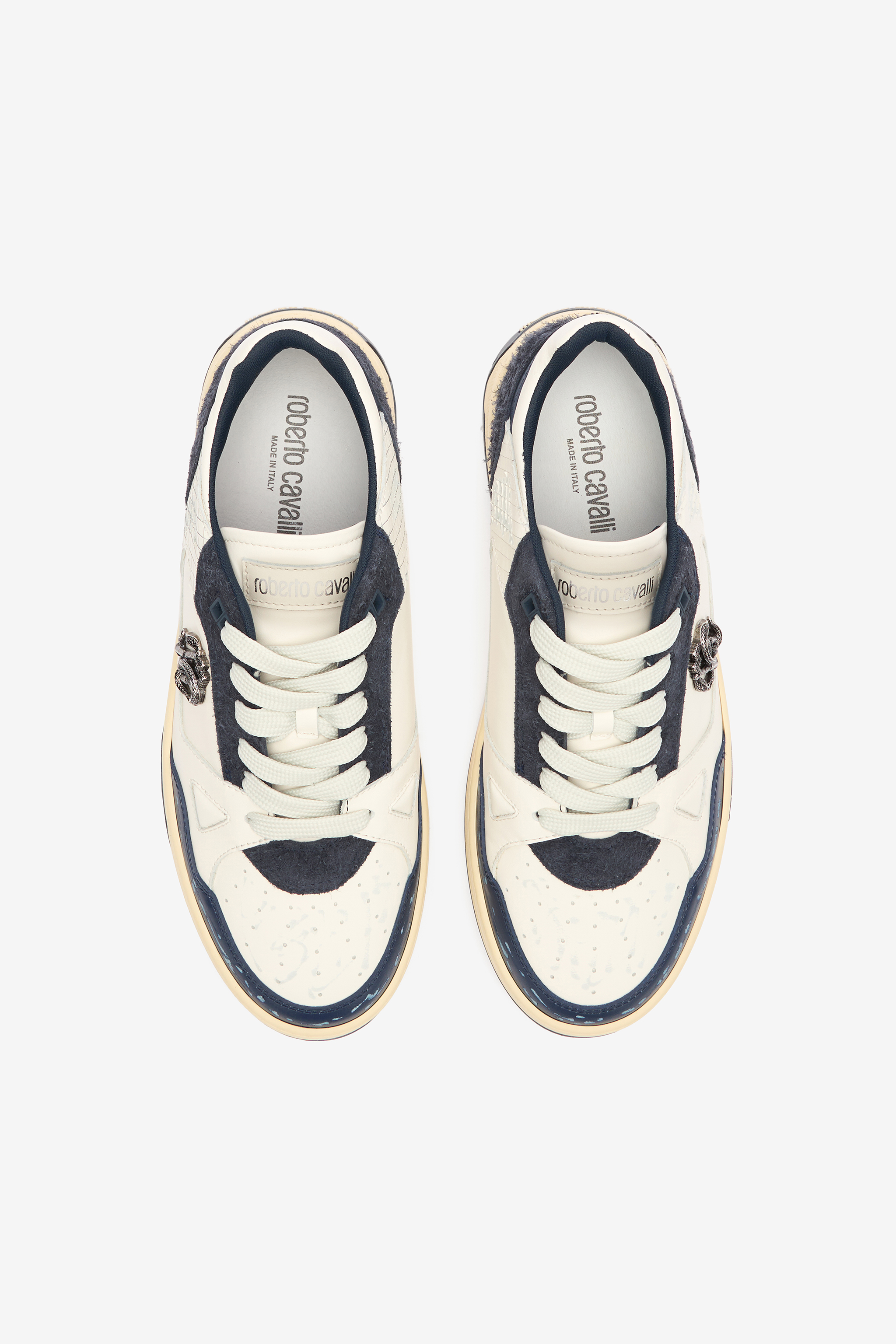 ROBERTO CAVALLI SNEAKERS MIT EINSÄTZEN UND MONOGRAMM MIRROR SNAKE