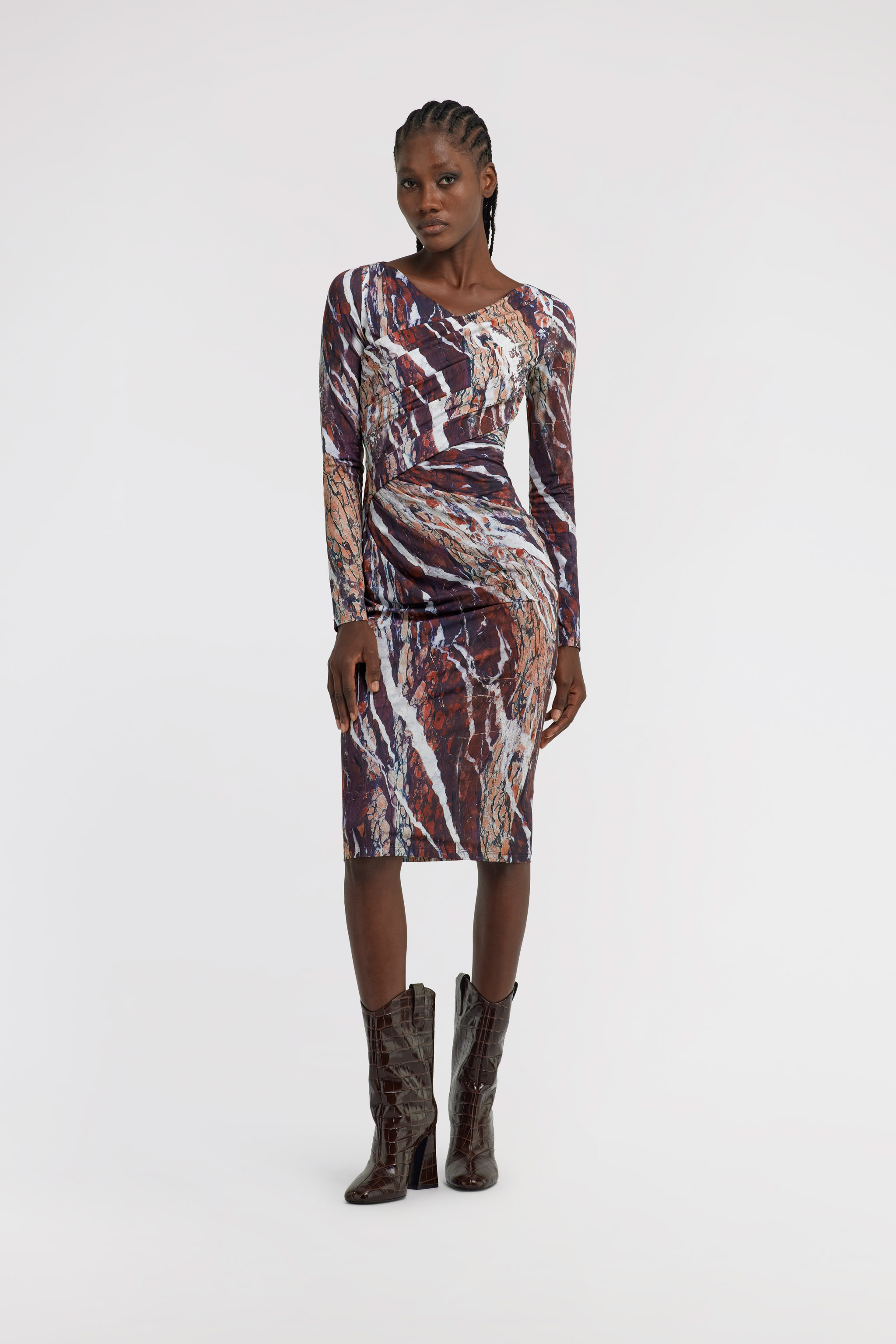 Roberto Cavalli Marble-print Midi Dress