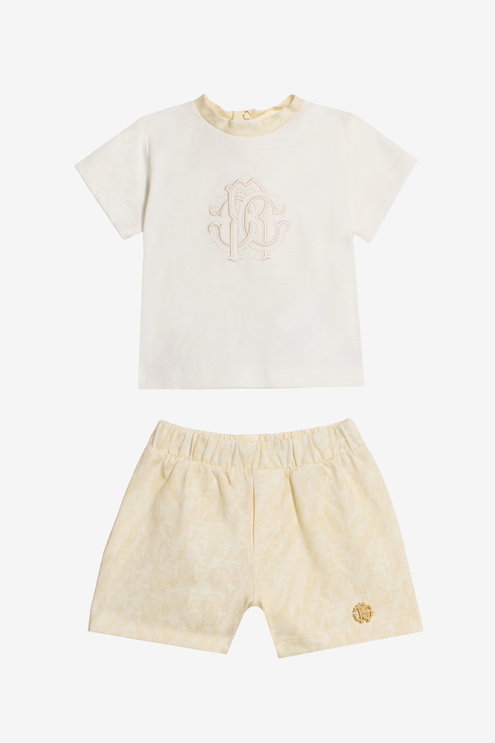 Roberto Cavalli Ivory Monogram Zebra Print Cotton Set - Ready To Wear