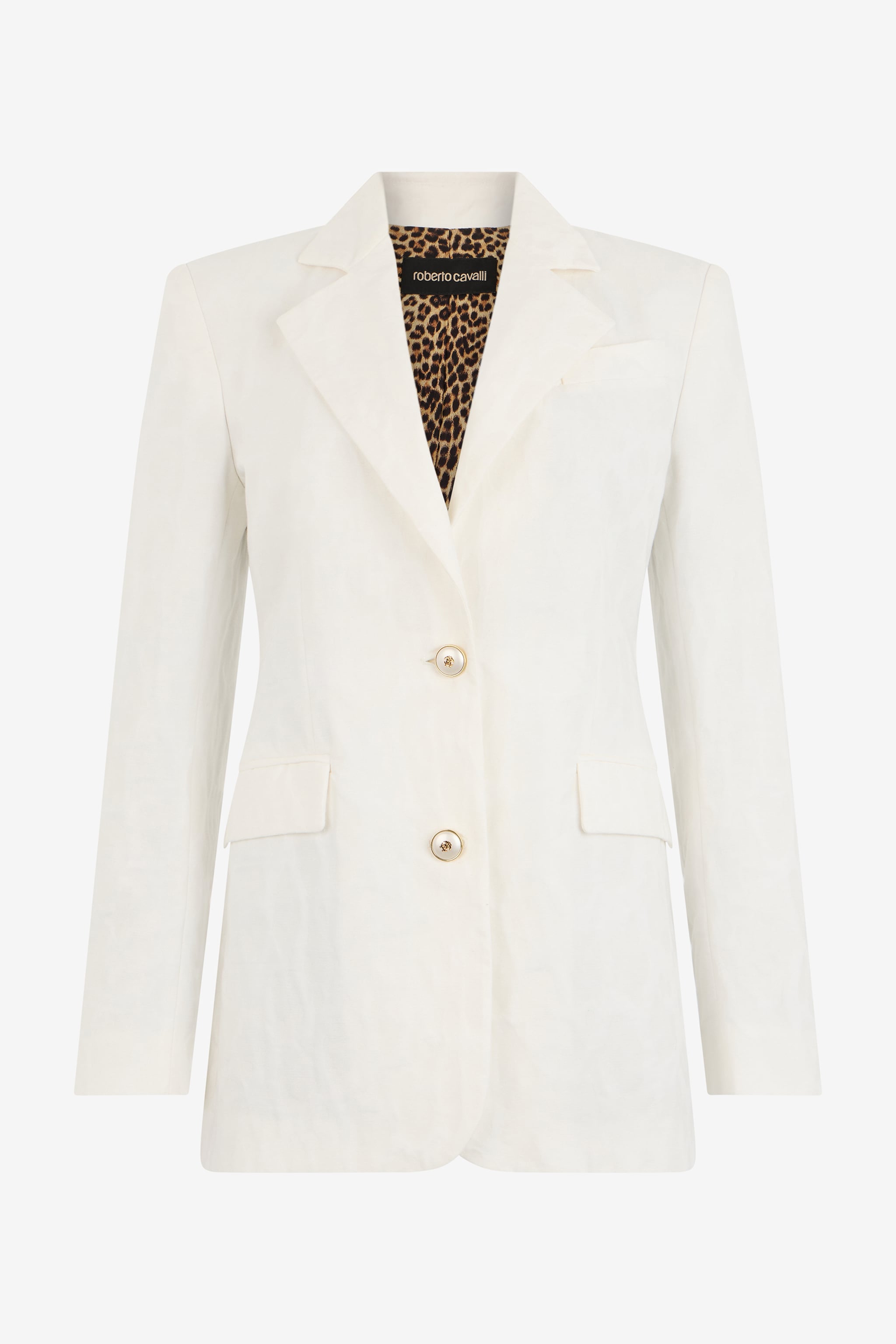 Cotton Jacquard Blazer with Leopard Print in WHITE for Women