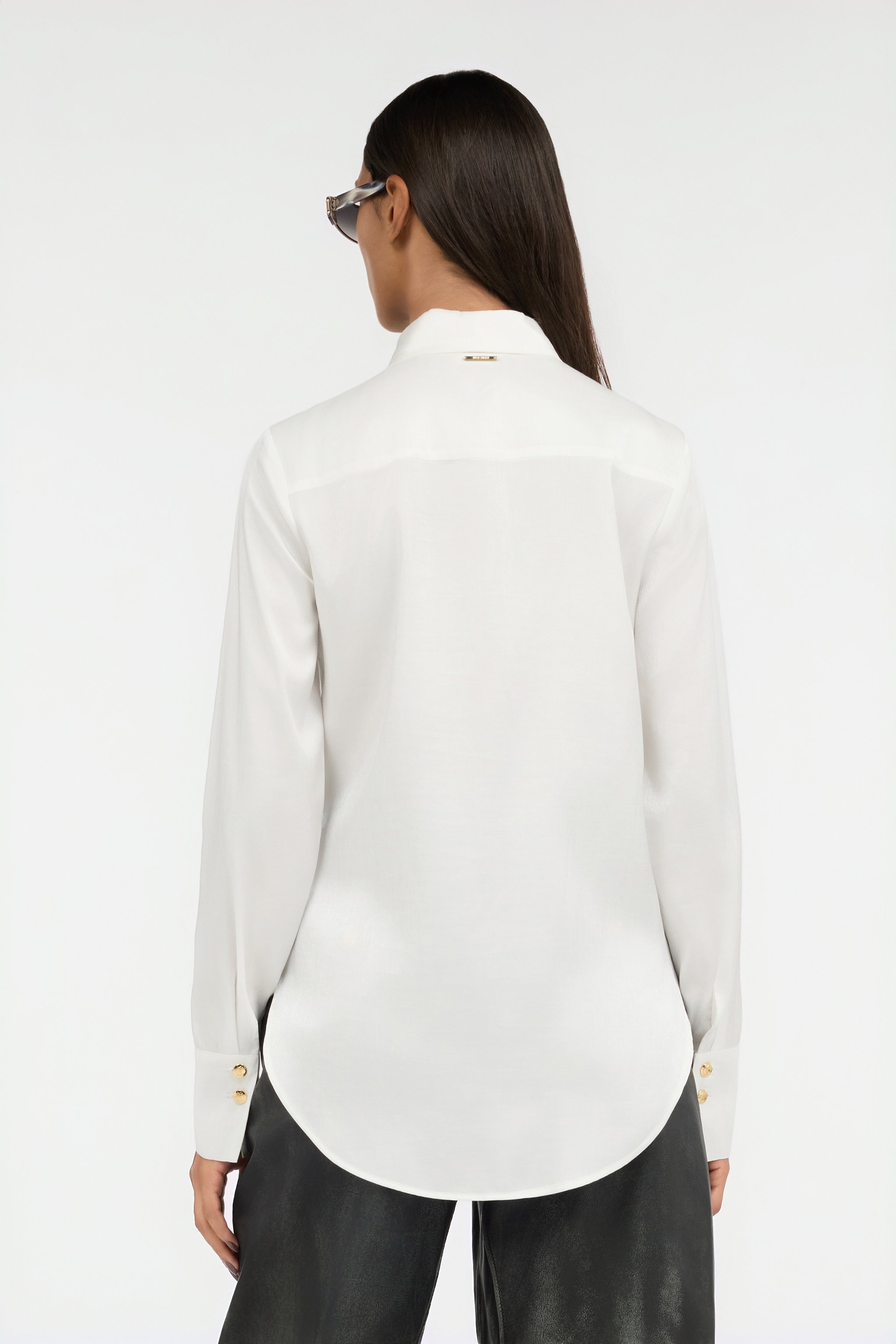 Roberto Cavalli White Shirt With Gold Buttons In White