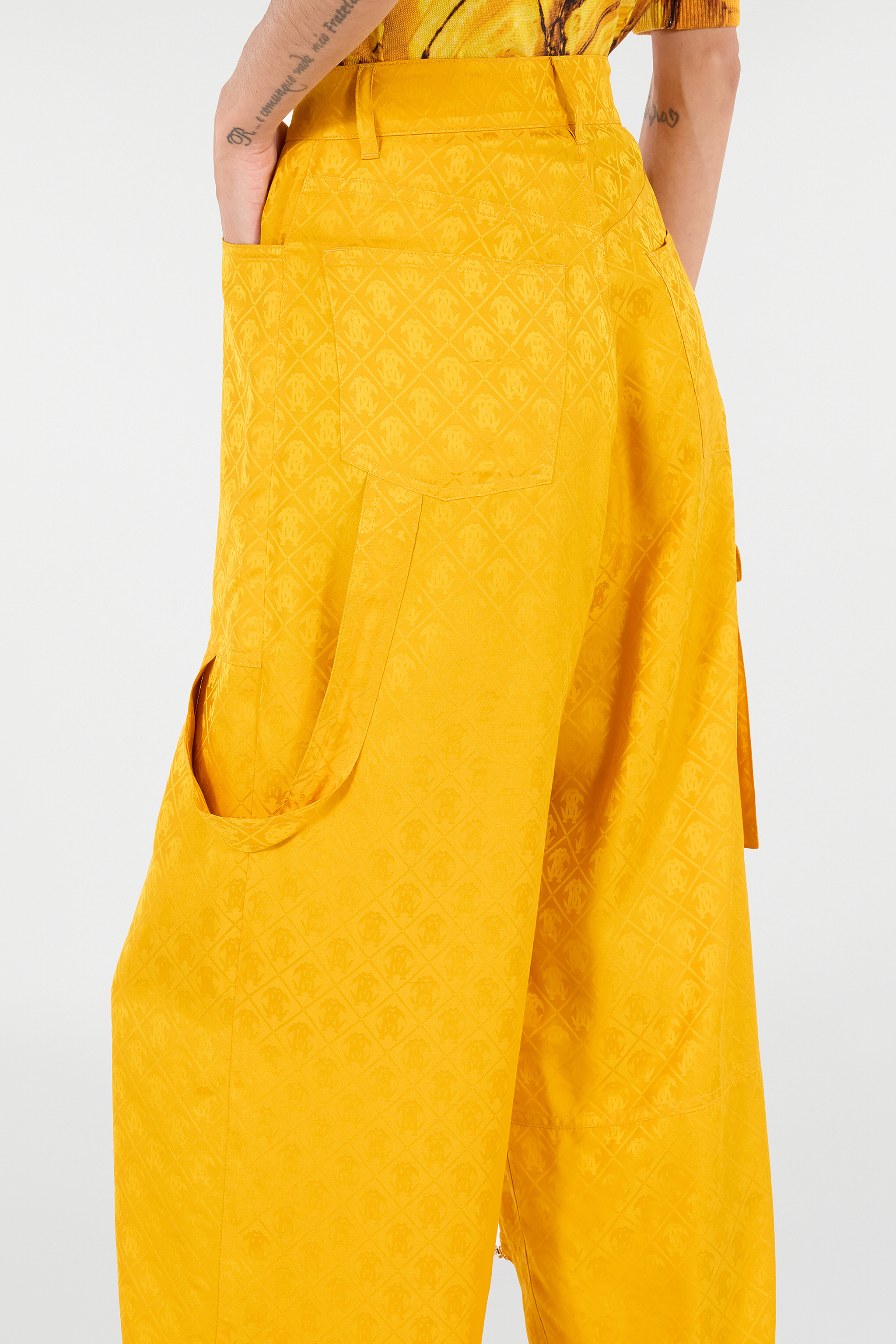Roberto Cavalli Pants With All-over Mirror Snake Monogram
