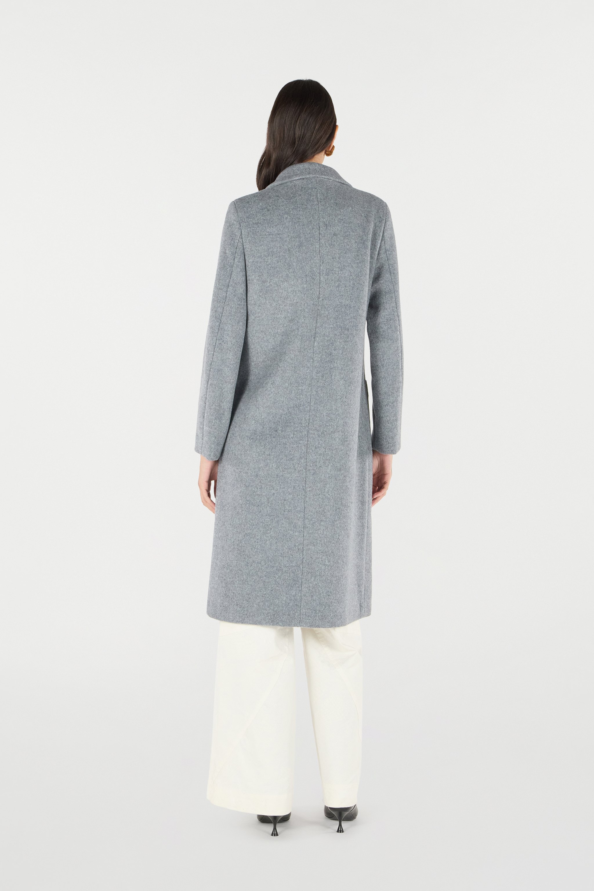 Roberto Cavalli Double-breasted Long Coat In Grey Melange
