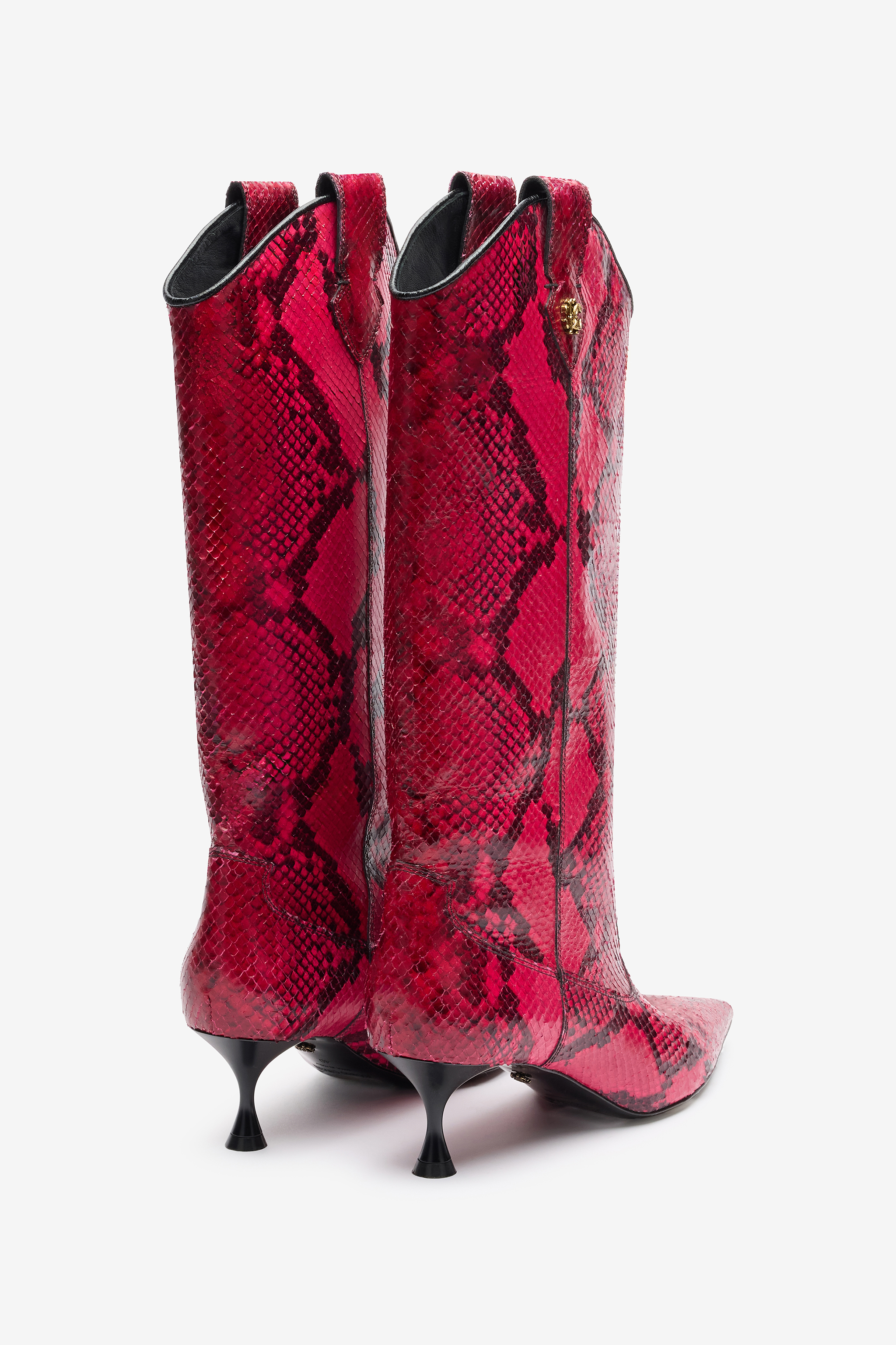  Roberto Cavalli Boots With Python Print - Female Shoes Fuchsia 37 