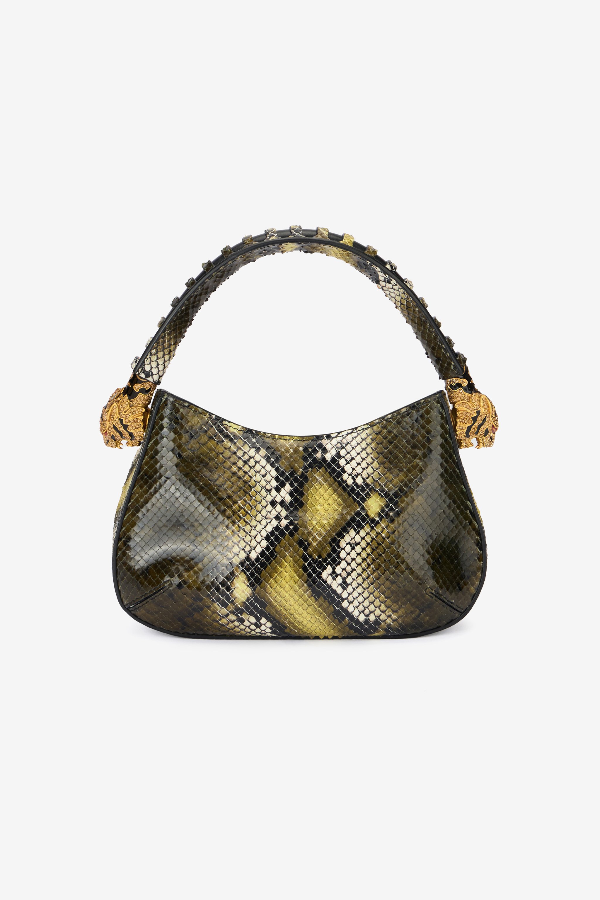 Roberto Cavalli Python-print Roar Bag In Dark Green