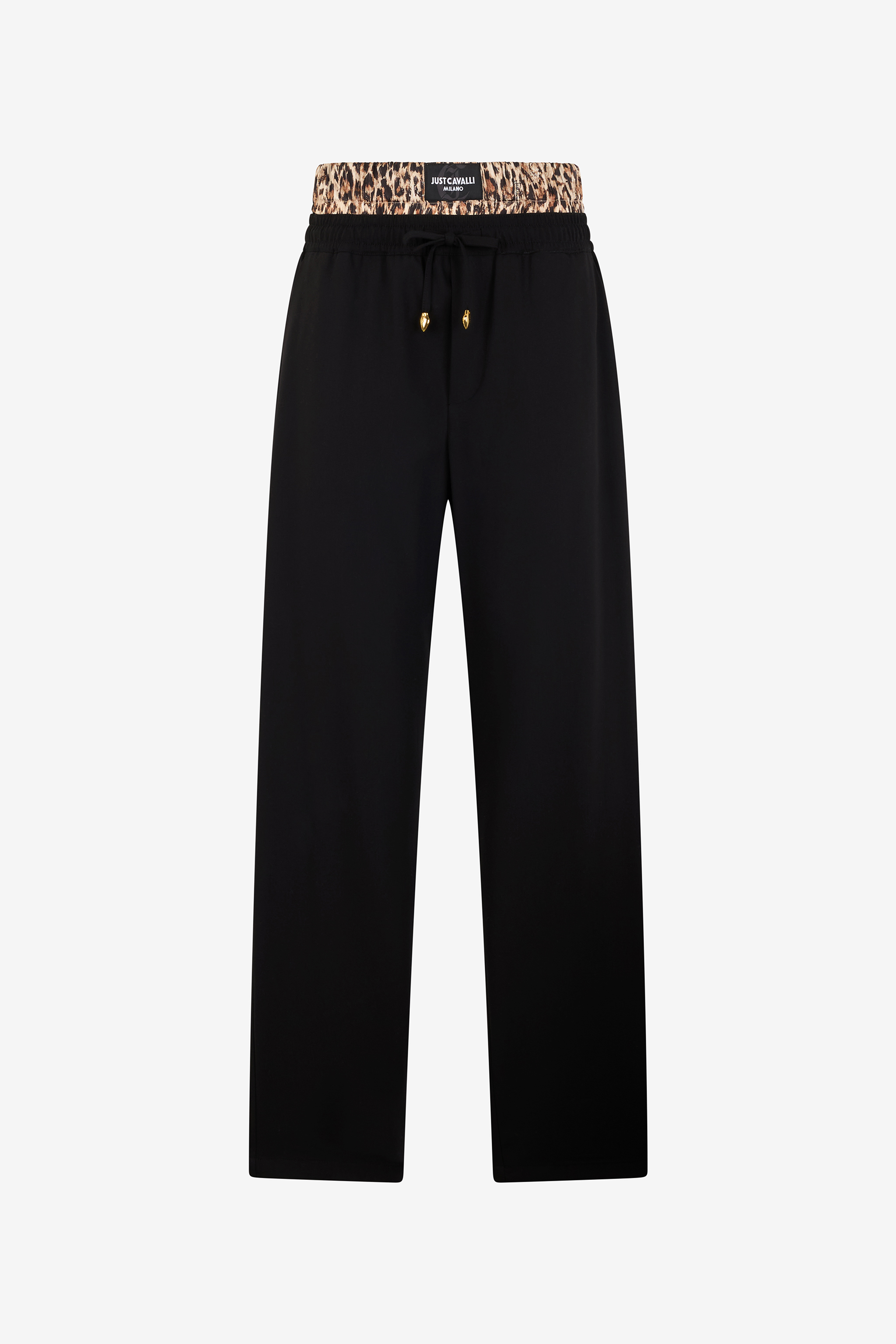 Roberto Cavalli Leopard Skin Waist Joggers In Black