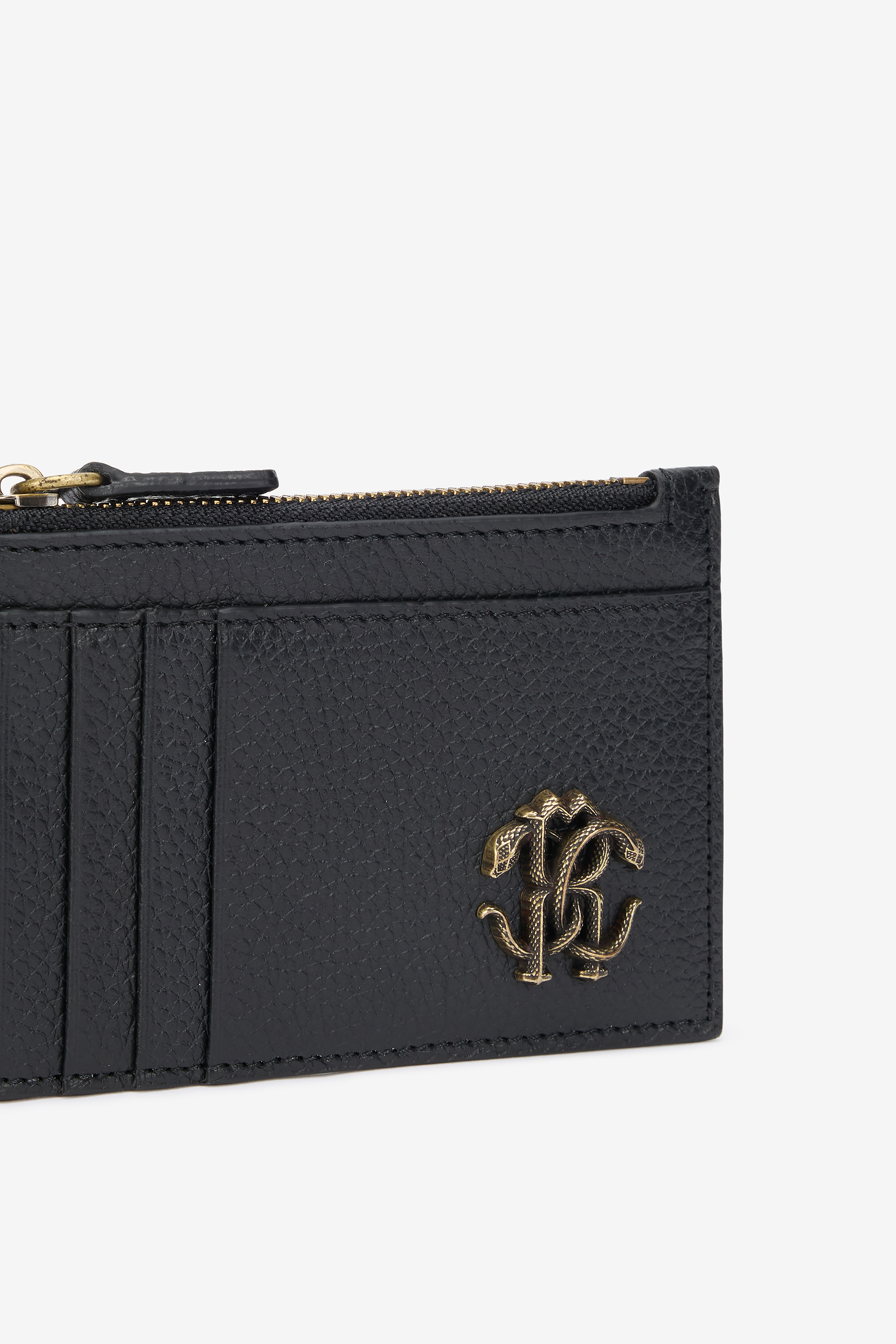 Black Card Holder with Mirror Snake Monogram
