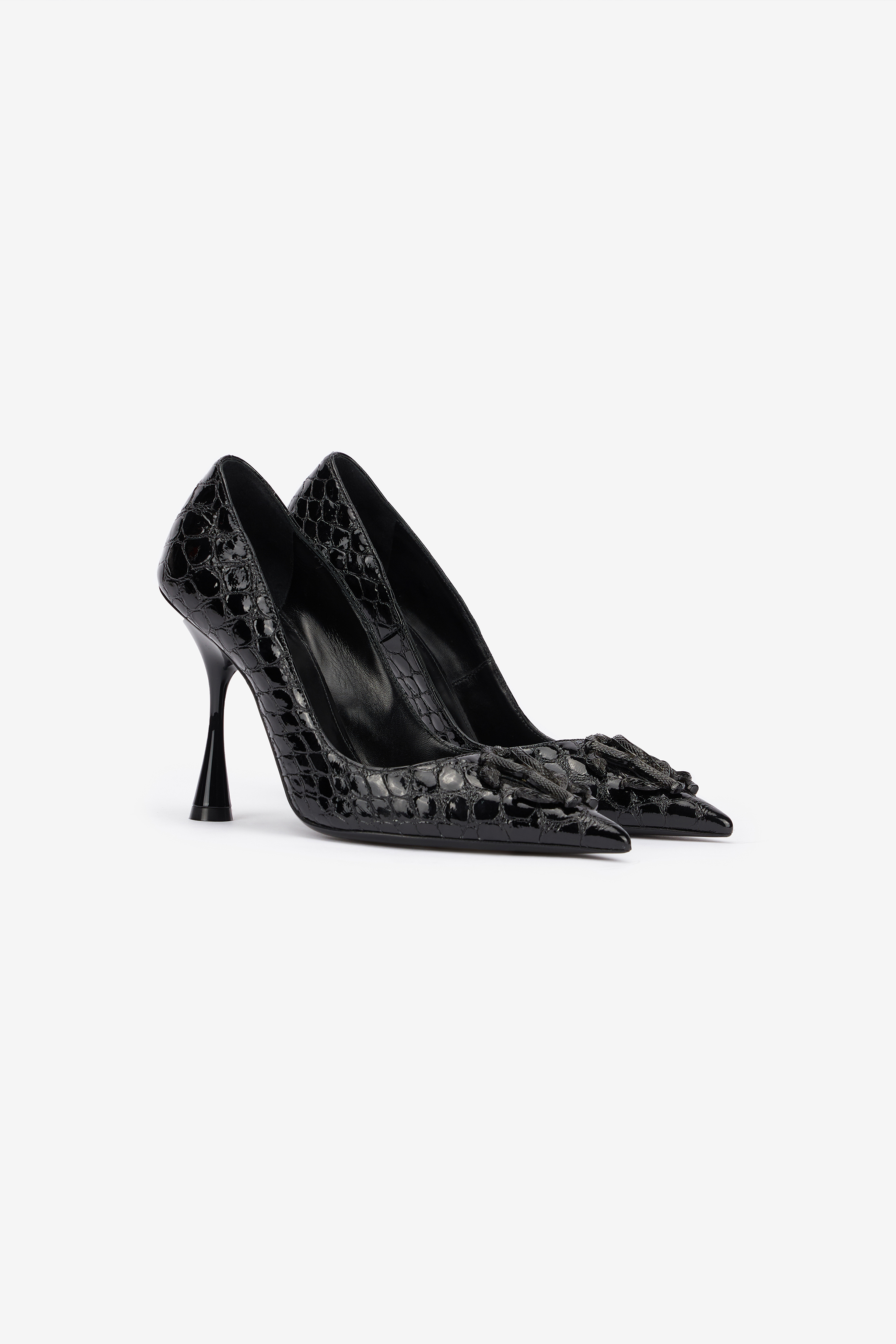 Roberto Cavalli Crocodile-effect High-heel Pumps In Black