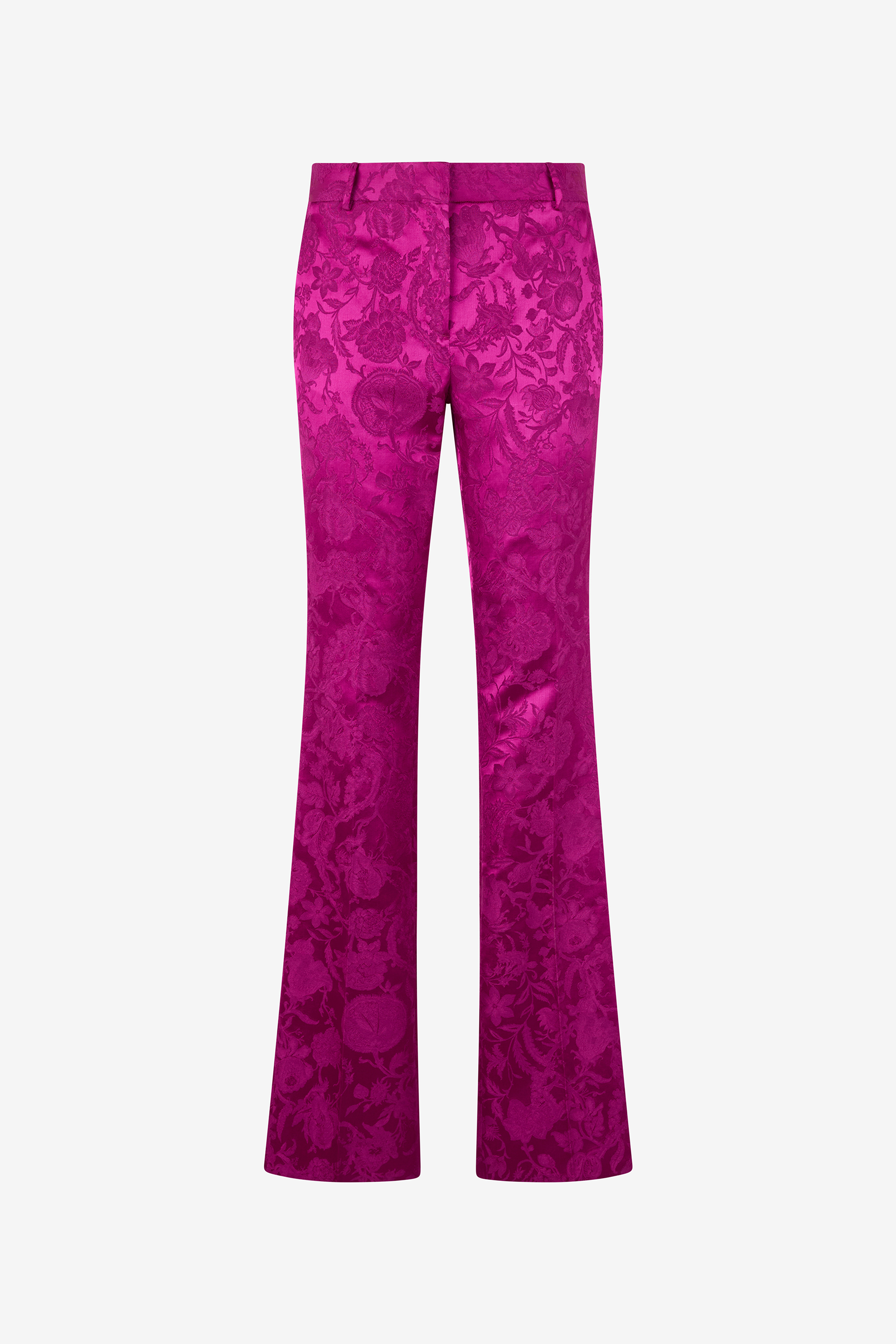 Roberto Cavalli Women's Fuchsia Florentine Flowers Jacquard Flare Pants - Trousers & Shorts