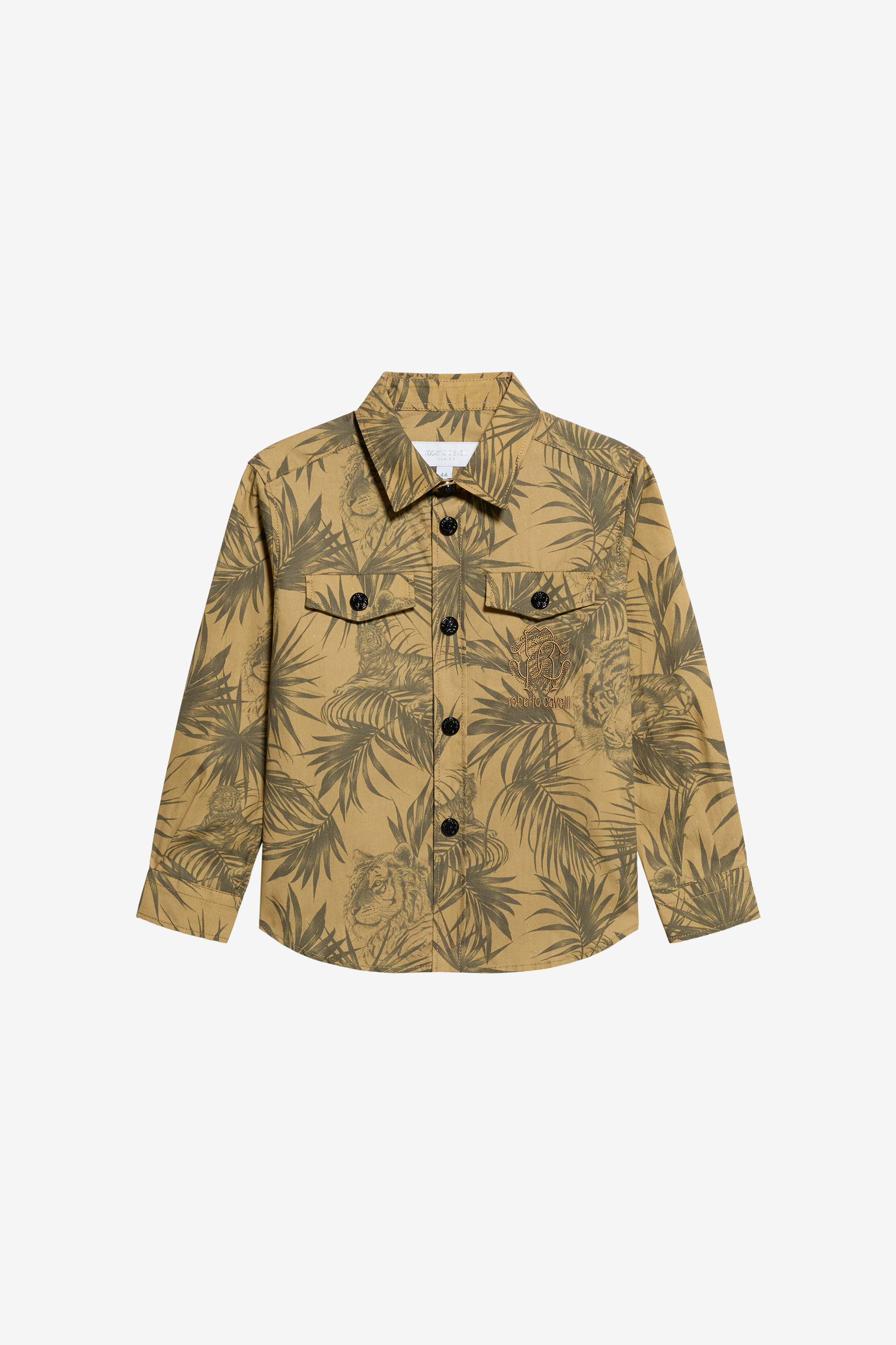 Roberto Cavalli Boys Jungle Print Shirt - Ready To Wear Khaky