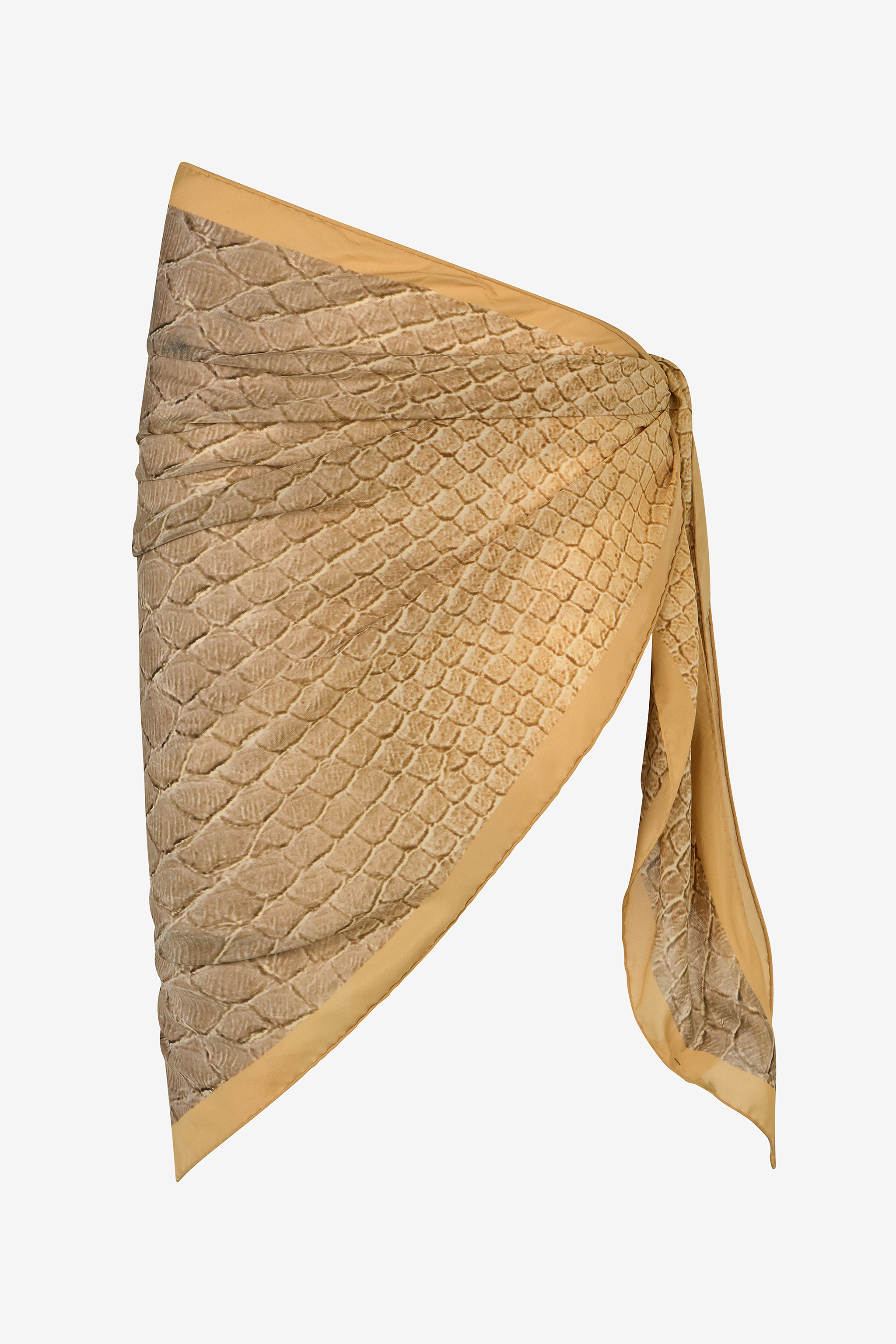 Roberto Cavalli Silk Pareo with Beige and Sand Serpentine Print