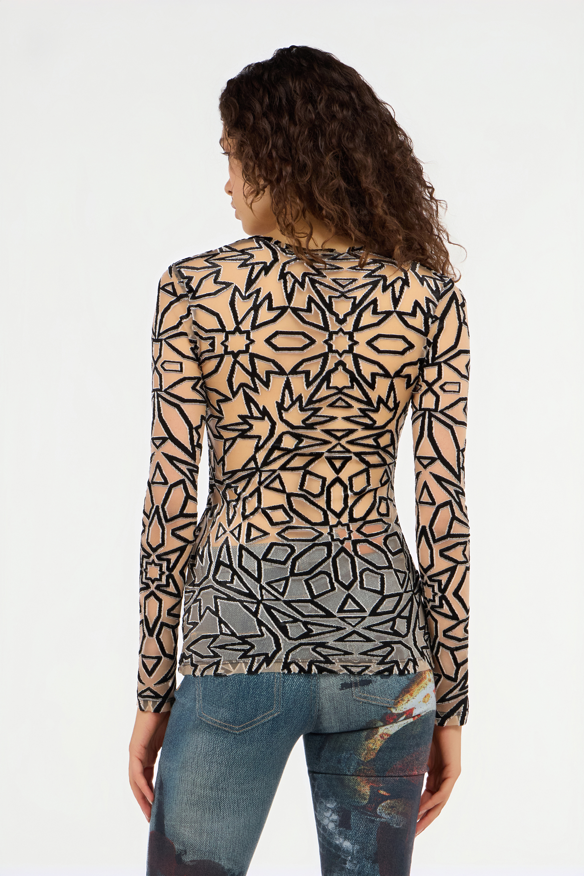  Roberto Cavalli Geometric Multicolor Pattern Sweater -  Tops Multicolor Unica 
