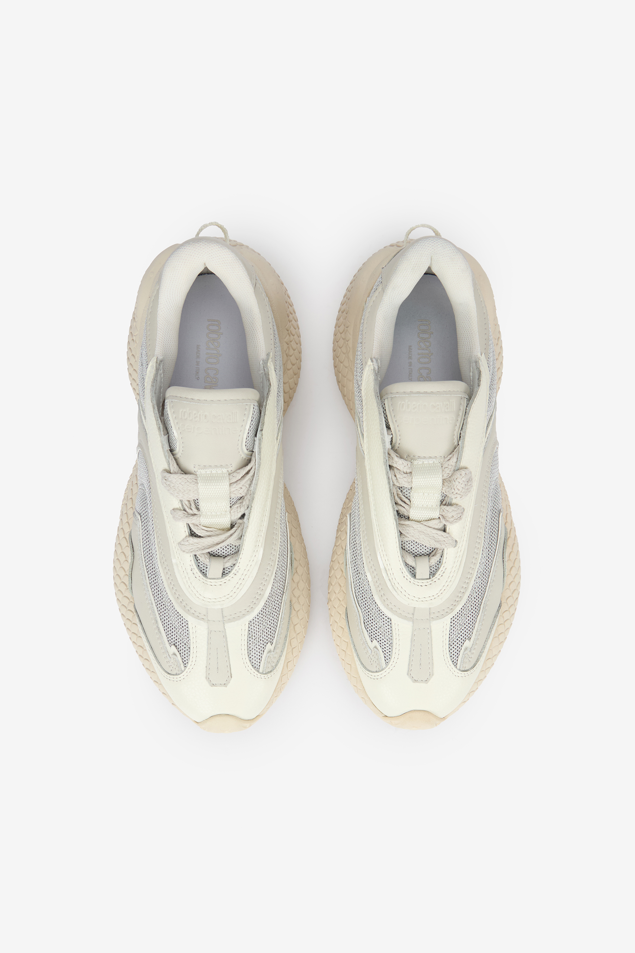 Roberto Cavalli Serpentine Sneaker In Neutral