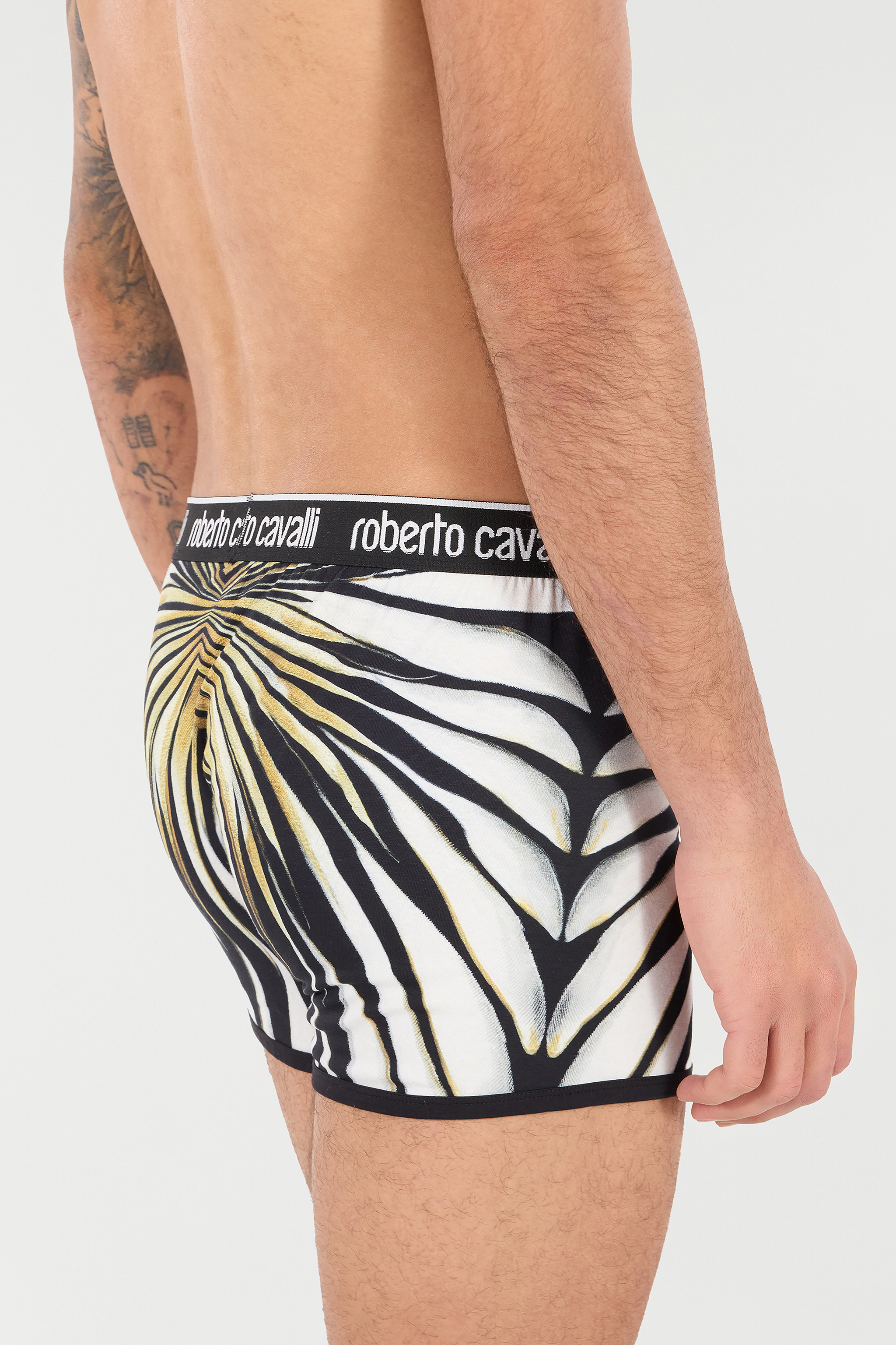 Shop Roberto Cavalli Boxers With Ray Of Gold Print