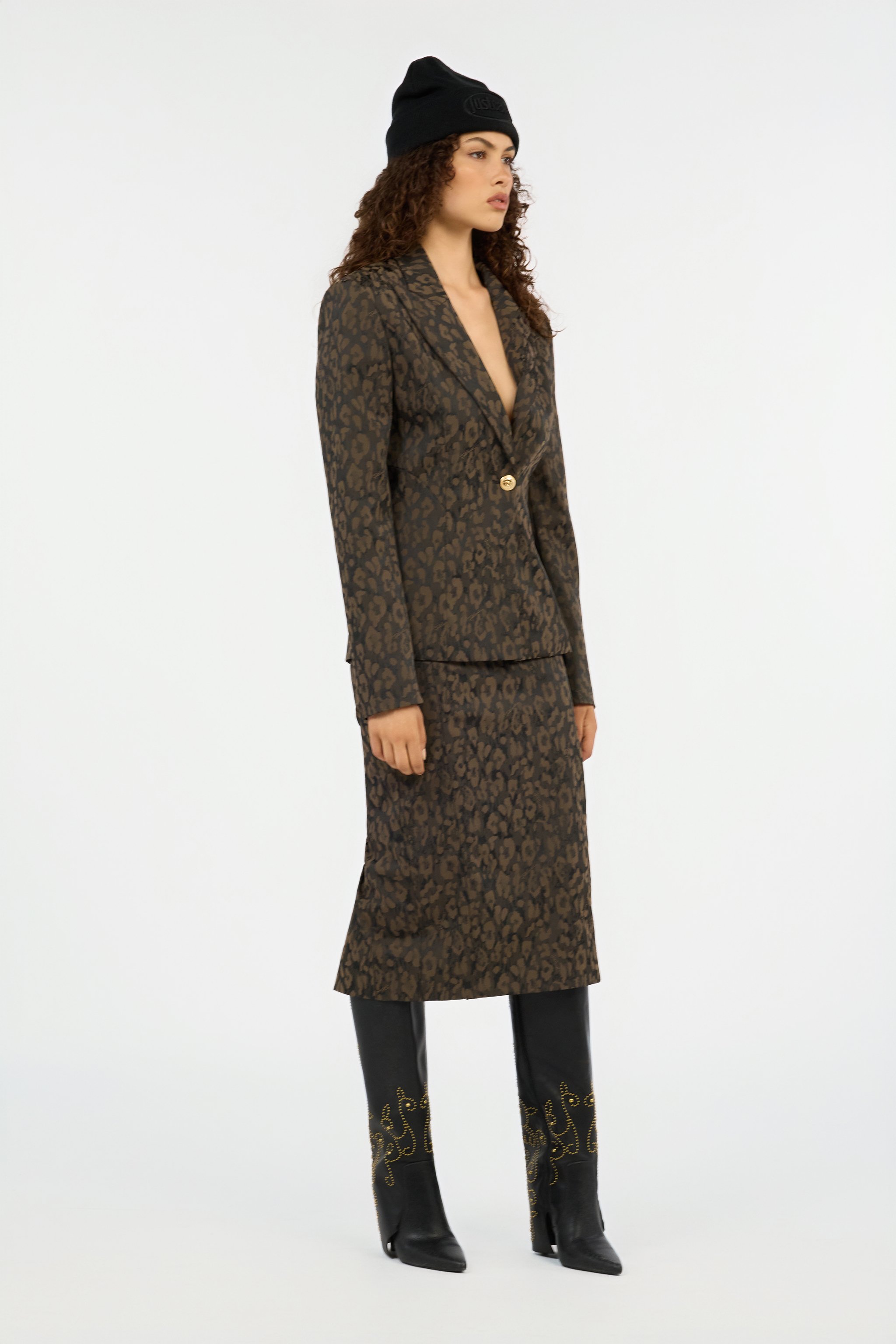 Roberto Cavalli Leopard Print Jacket Blazer In Brown